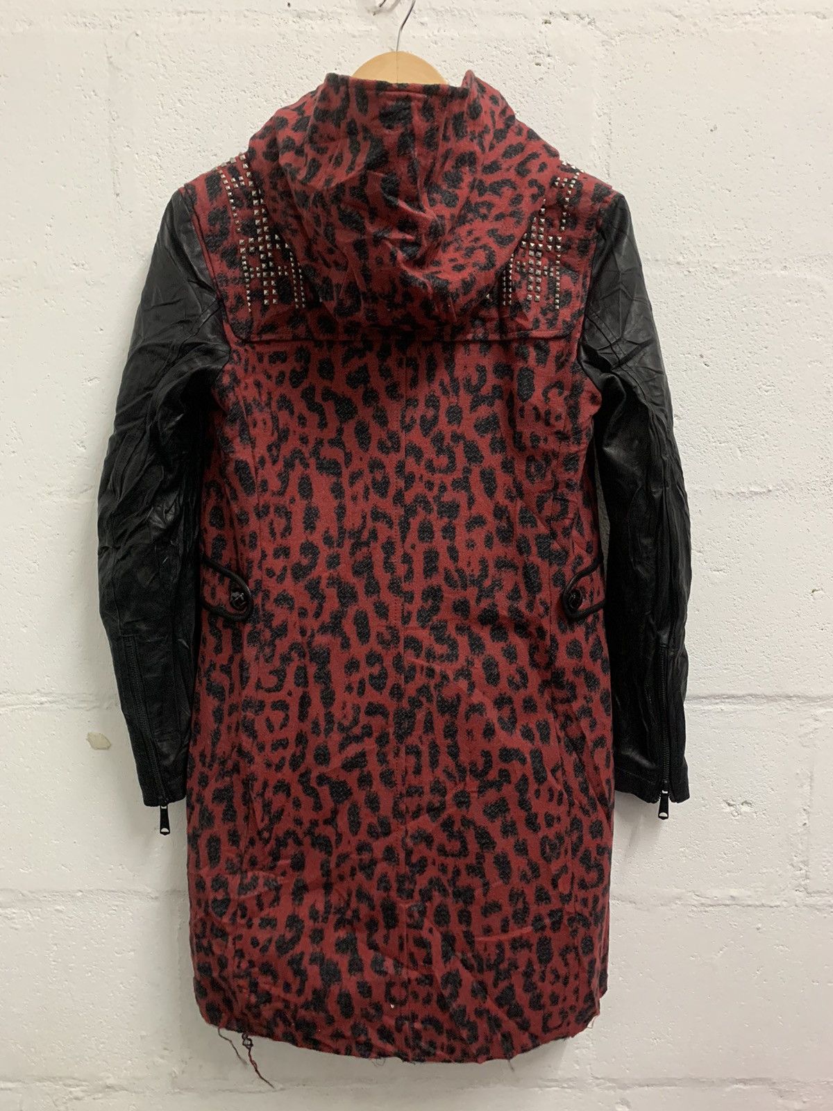 Diesel Diesel Coat Wool Blend Cheetah Contrast Leather Sleeve Size XS / US 0-2 / IT 36-38 - 5 Thumbnail