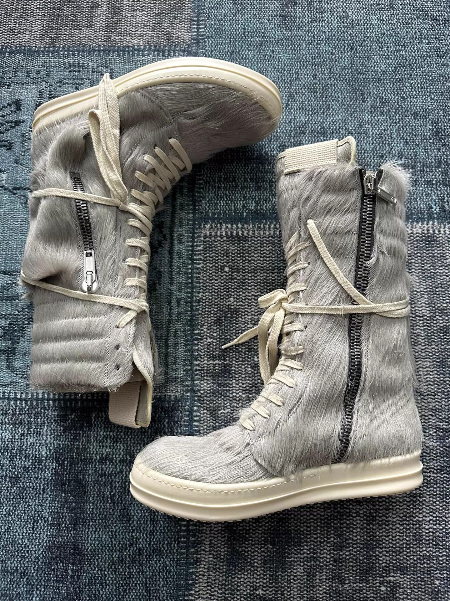 Rick Owens Rick Owens Gray Cow Hair Cargo Boots 37 Rare Worn 2x Size US 6.5 / IT 36.5 - 1 Thumbnail