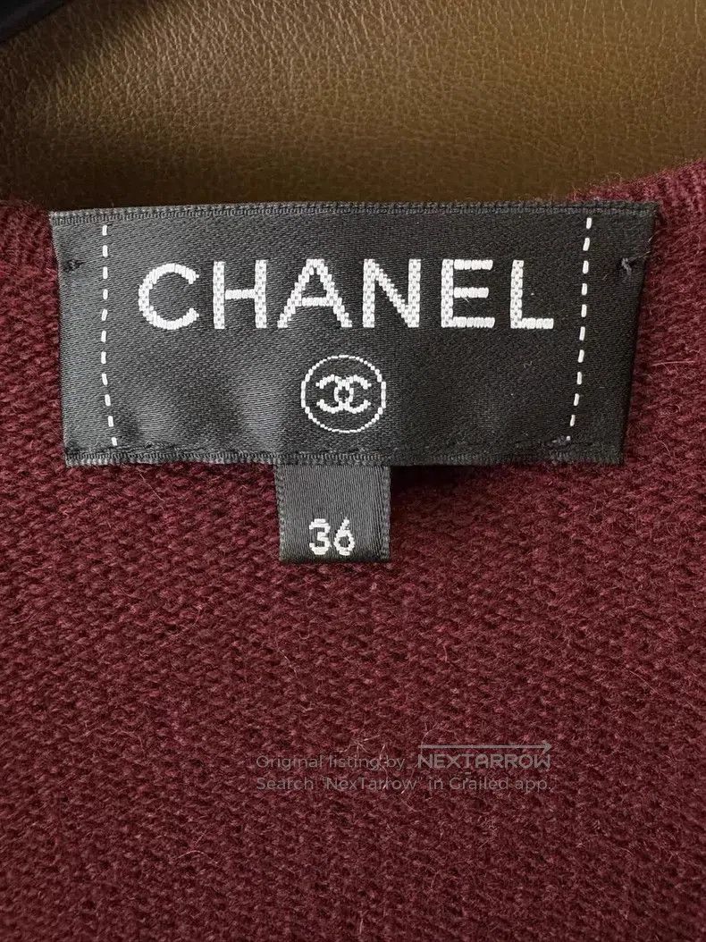 Chanel Chanel Burgundy white-rimmed long knitted cardigan coat Size XS / US 0-2 / IT 36-38 - 5 Thumbnail
