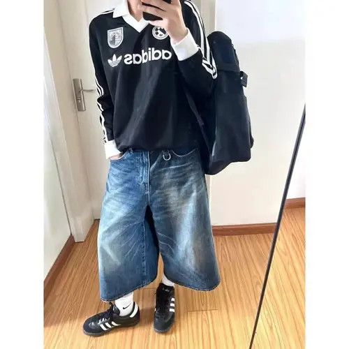 Japanese Brand × Jean Blue washed vintage lightning denim shorts y2k Size US 32 / EU 48 - 2 Thumbnail