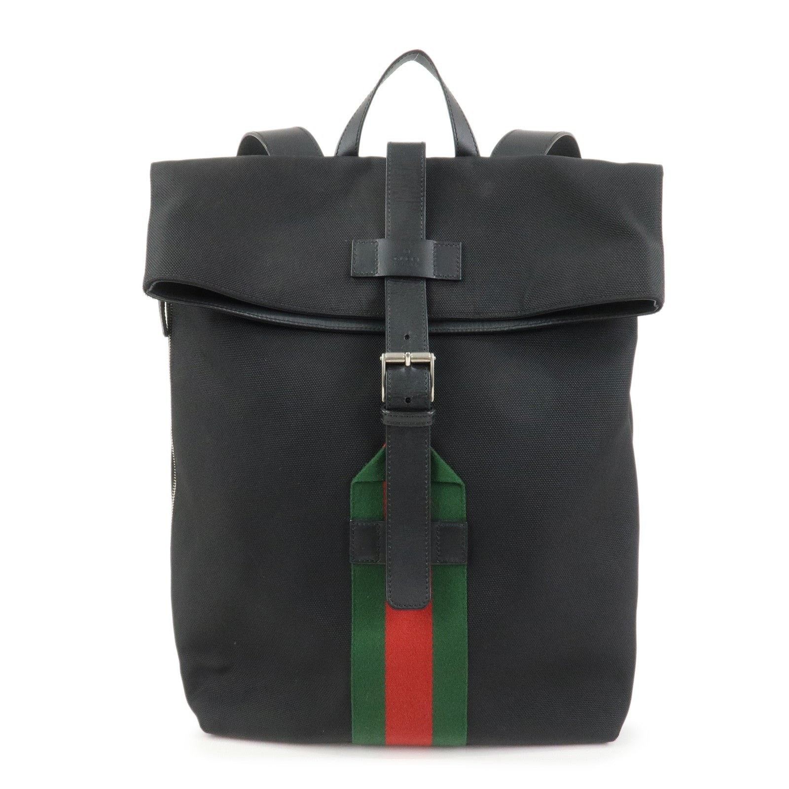 Gucci Gucci Web Canvas & Leather Backpack Black Size ONE SIZE - 1 Thumbnail