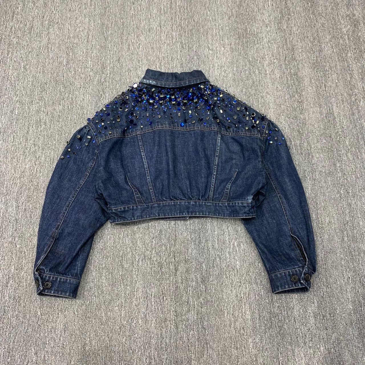 Miu Miu Miu Miu Blue Rhinestone Denim Short Jacket Size S / US 4 / IT 40 - 2 Thumbnail
