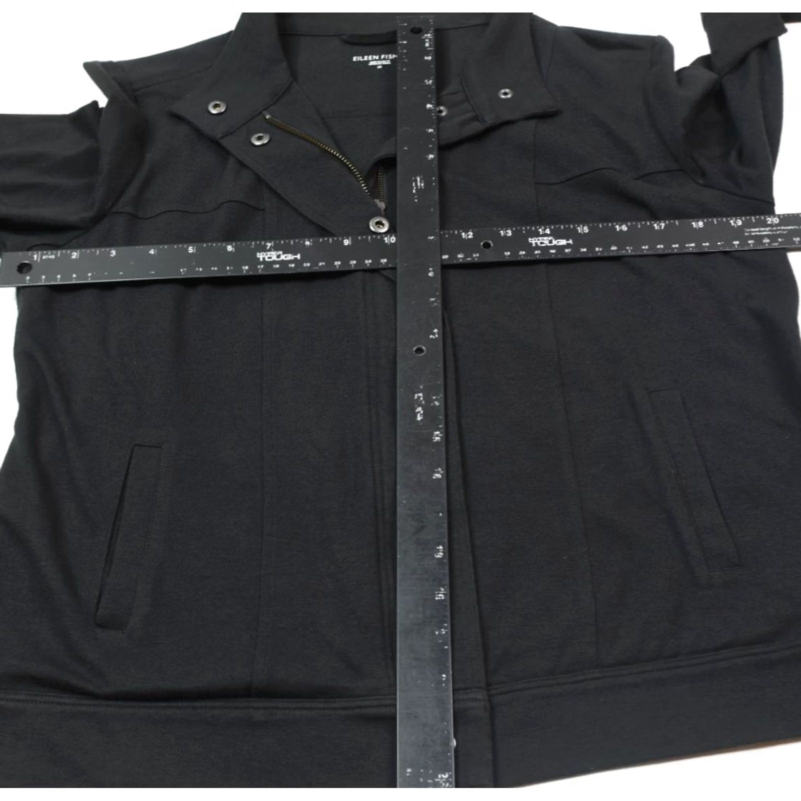 Eileen Fisher Eileen Fisher Jacket Womens Medium Black Long Sleeve Full Zip Snap Cotton Size M / US 6-8 / IT 42-44 - 7 Thumbnail