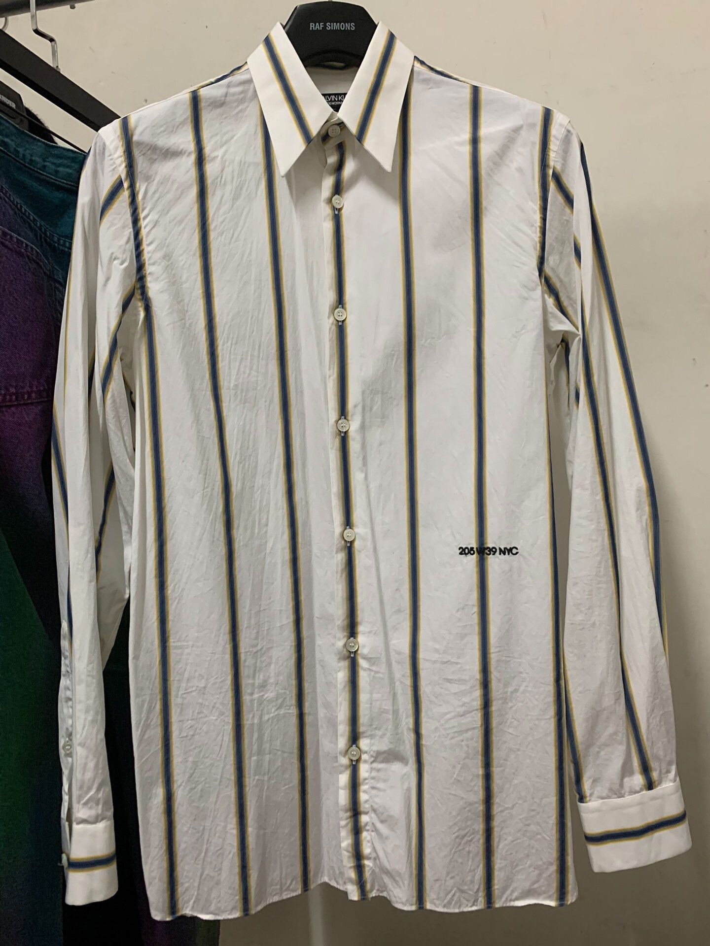 Calvin Klein 205W39NYC Calvin Klein Striped Shirt with Metal Collar Support Size US M / EU 48-50 / 2 - 1 Thumbnail