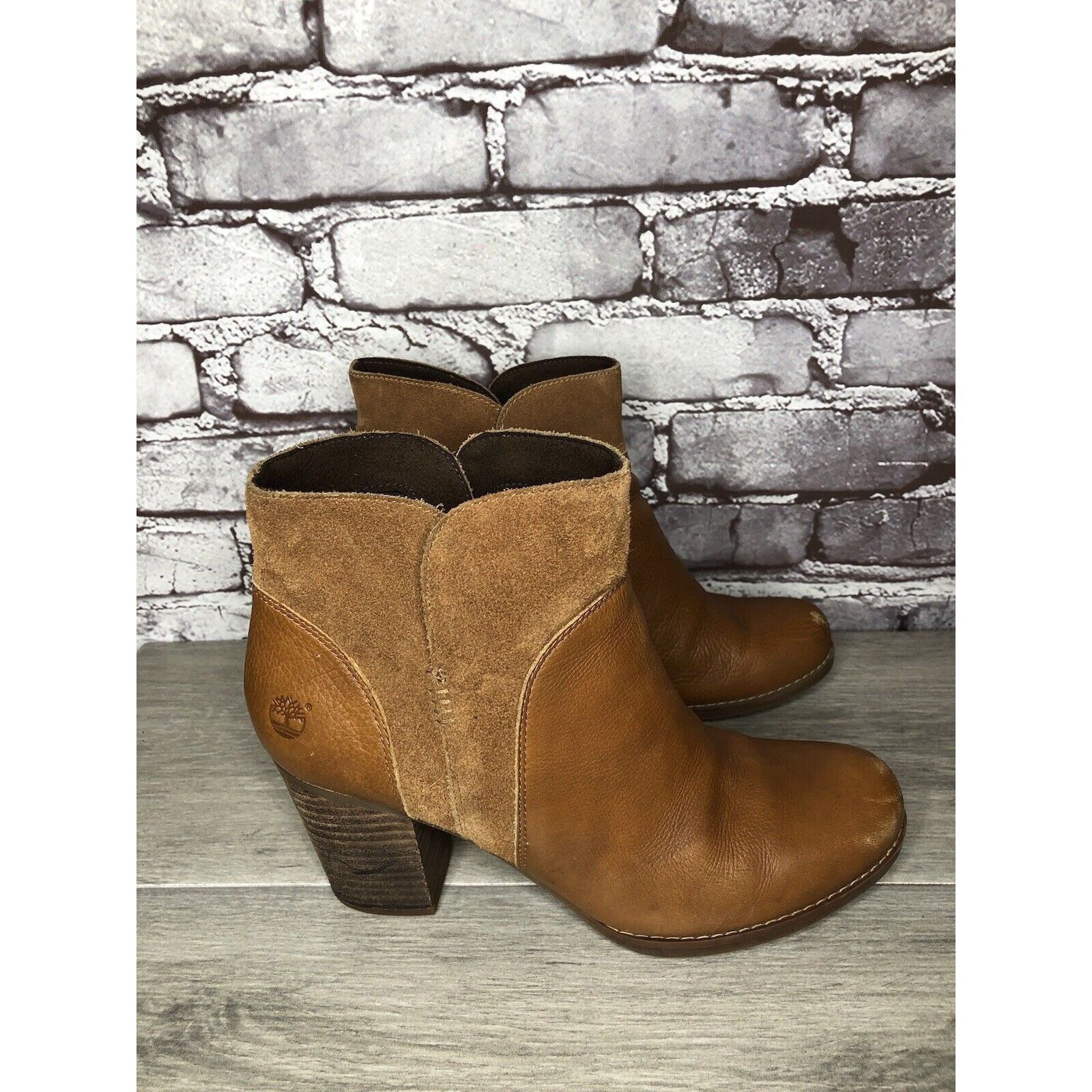 Timberland Timberland A1623 A0560 Brown Leather Suede Heel Booties Boot Size US 8 / IT 38 - 16 Thumbnail