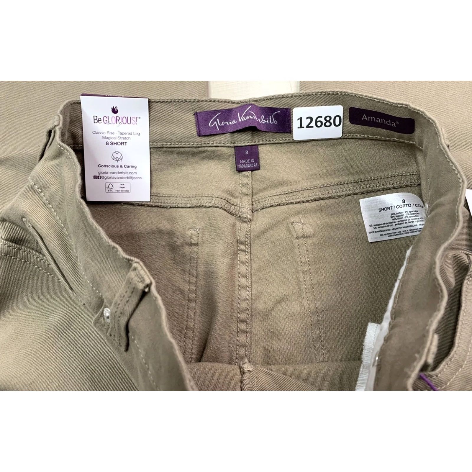 Gloria Vanderbilt Gloria Vanderbilt Amanda Slimming Jean Womens Classic Rise Tapered Beige Size 8 Denim Cotton Blend Zip Mid 8.5-10.5 Mens? Women? Size 30" / US 8 / IT 44 - 6 Thumbnail