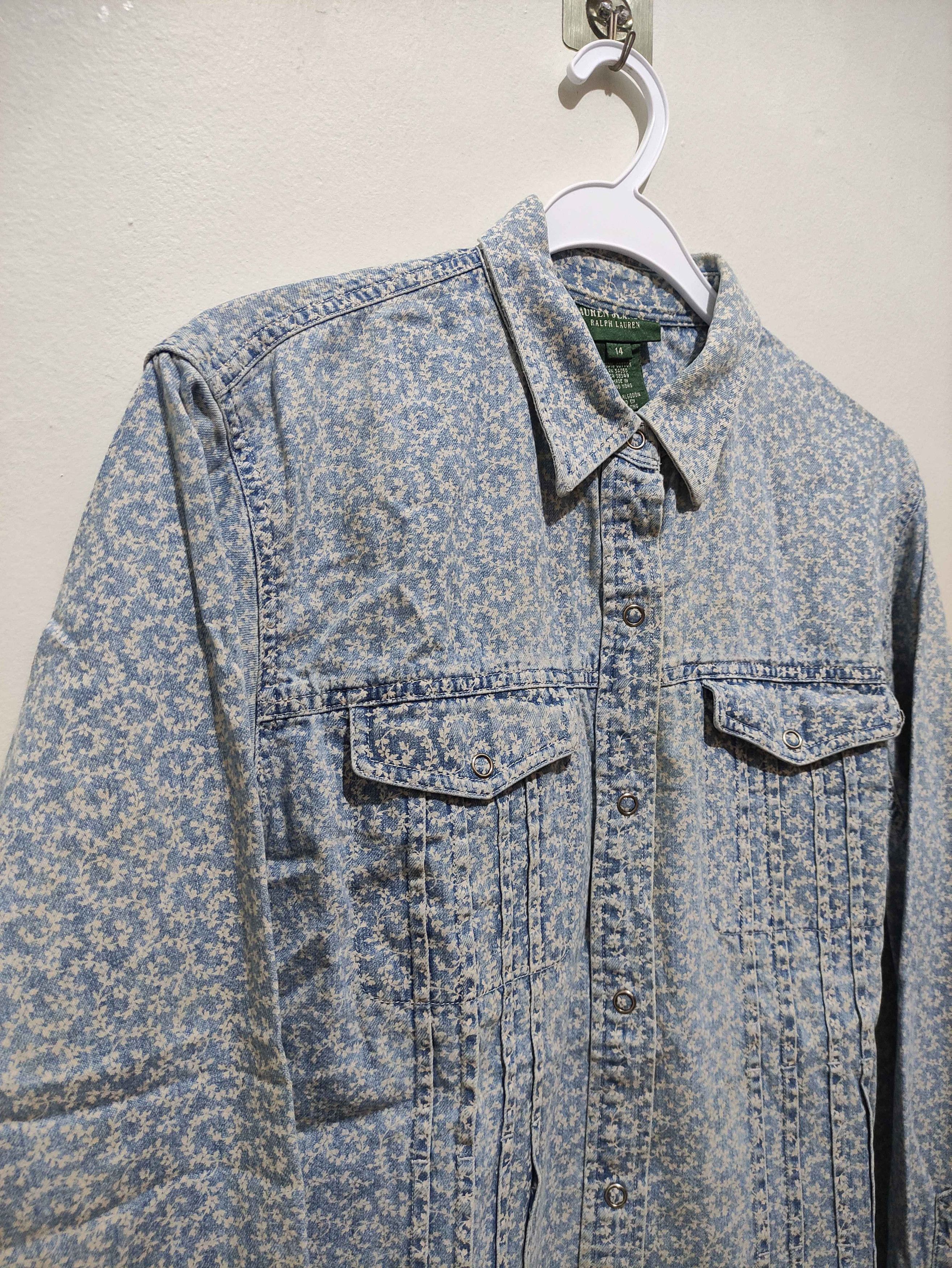 Ralph Lauren Y2k Ralph Lauren Blue Floral Denim Western Shirt Size S / US 4 / IT 40 - 10 Thumbnail