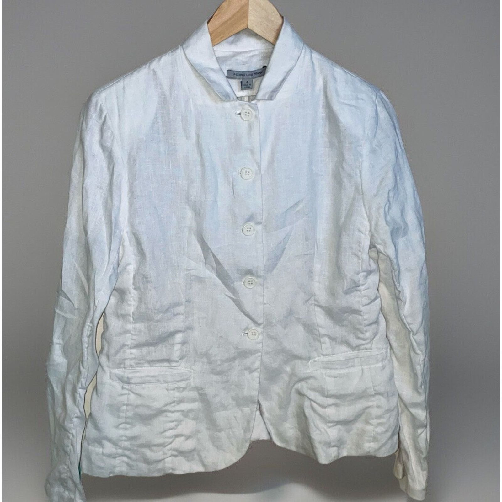 Free People People Like Frank Free People White Linen Blazer Jacket SM Size S / US 4 / IT 40 - 4 Thumbnail