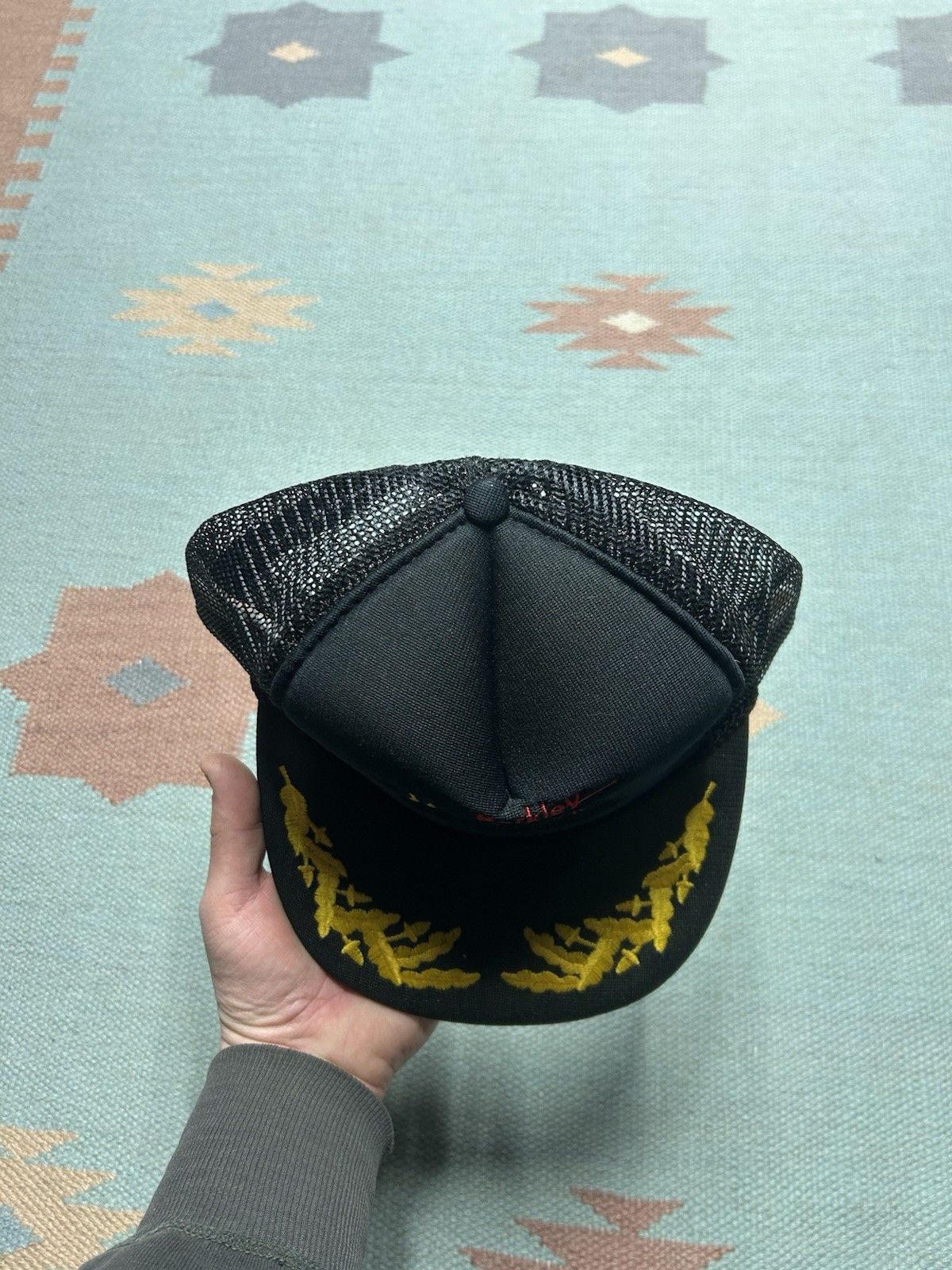 Vintage Vtg trucker hat mesh Berkley TriMax fishing team gold leaf Size ONE SIZE - 3 Thumbnail
