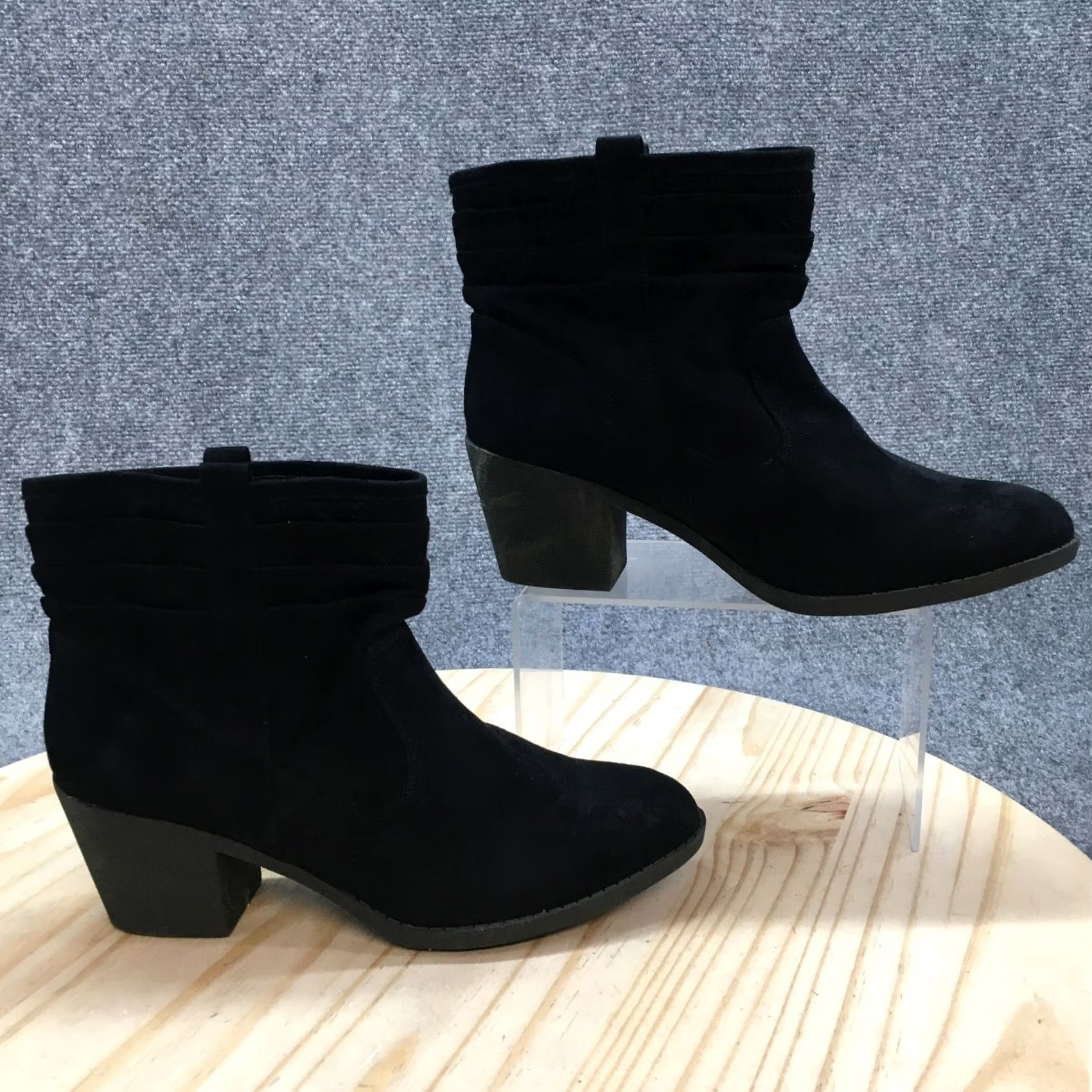 Vintage Arizona Boots Womens 10 M Garber Ankle Bootie Black Pull On Casual Block Heels Shoes Size US 10 / IT 40 - 2 Thumbnail