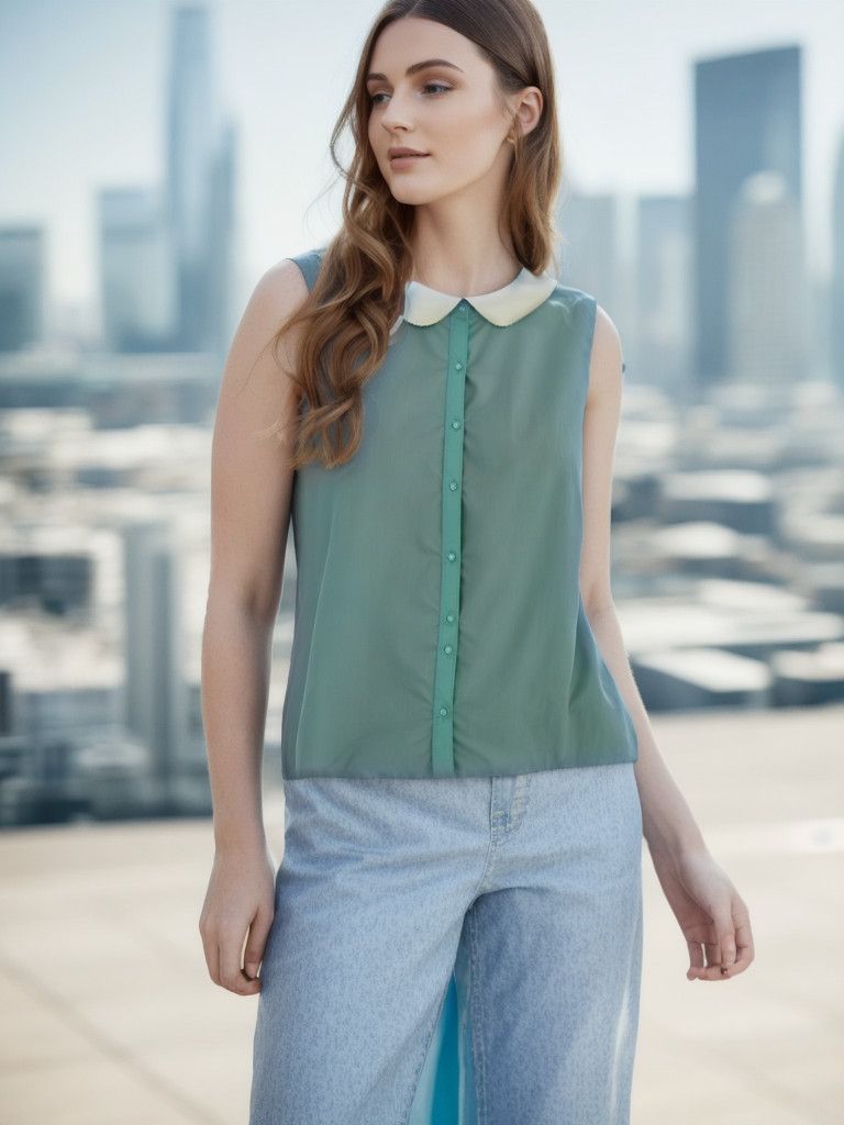 Vintage Women's Blouse Beldadd. Green. L. Used. Very good condition Size L / US 10 / IT 46 - 1 Thumbnail