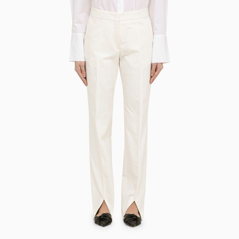 image of Jil Sander White Cotton Trousers With Slits, Women's (Size 26)
