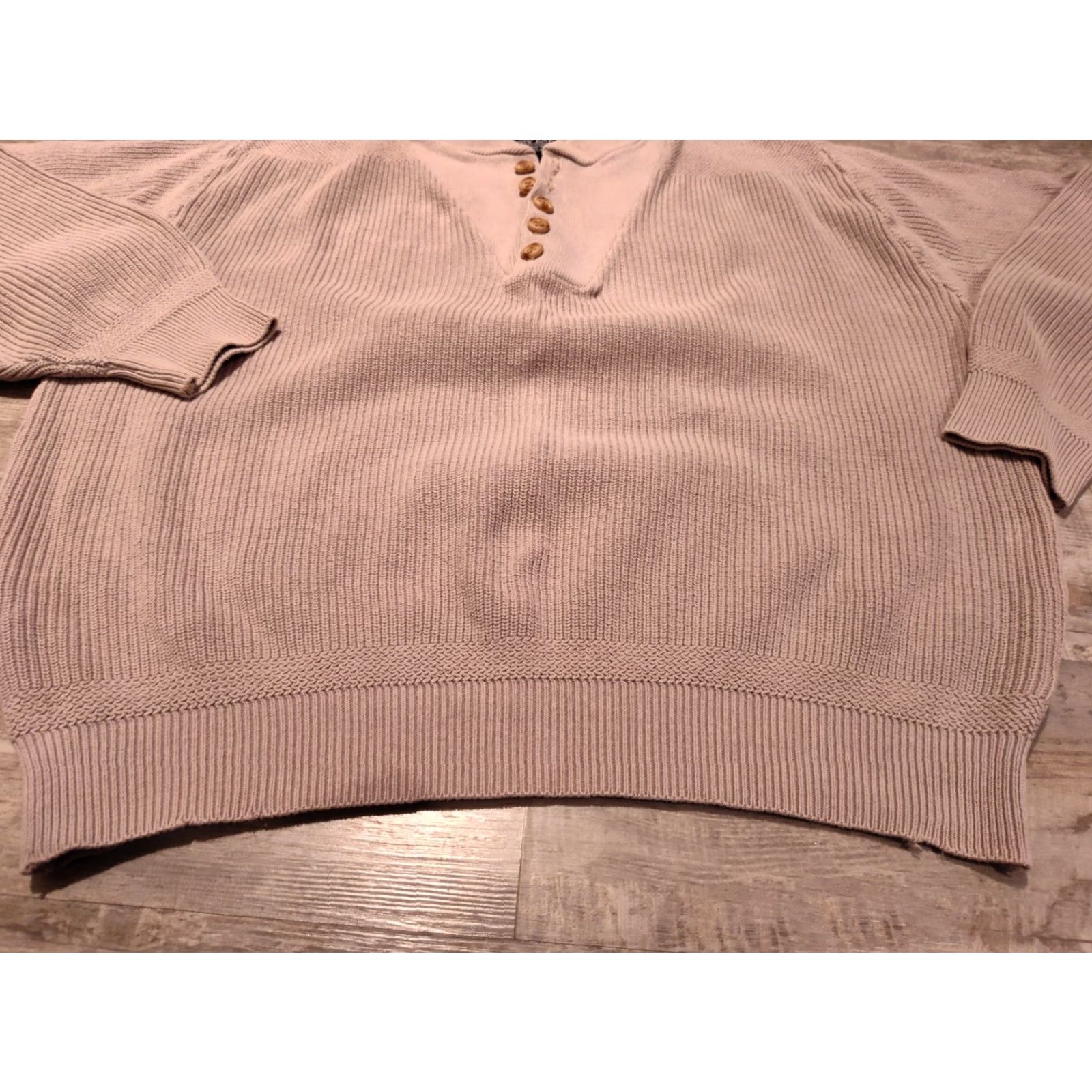 Lands' End VINTAGE Lands' End Henley Sweater Mens Medium Beige 80s Outdoor USA Made Size US M / EU 48-50 / 2 - 3 Thumbnail