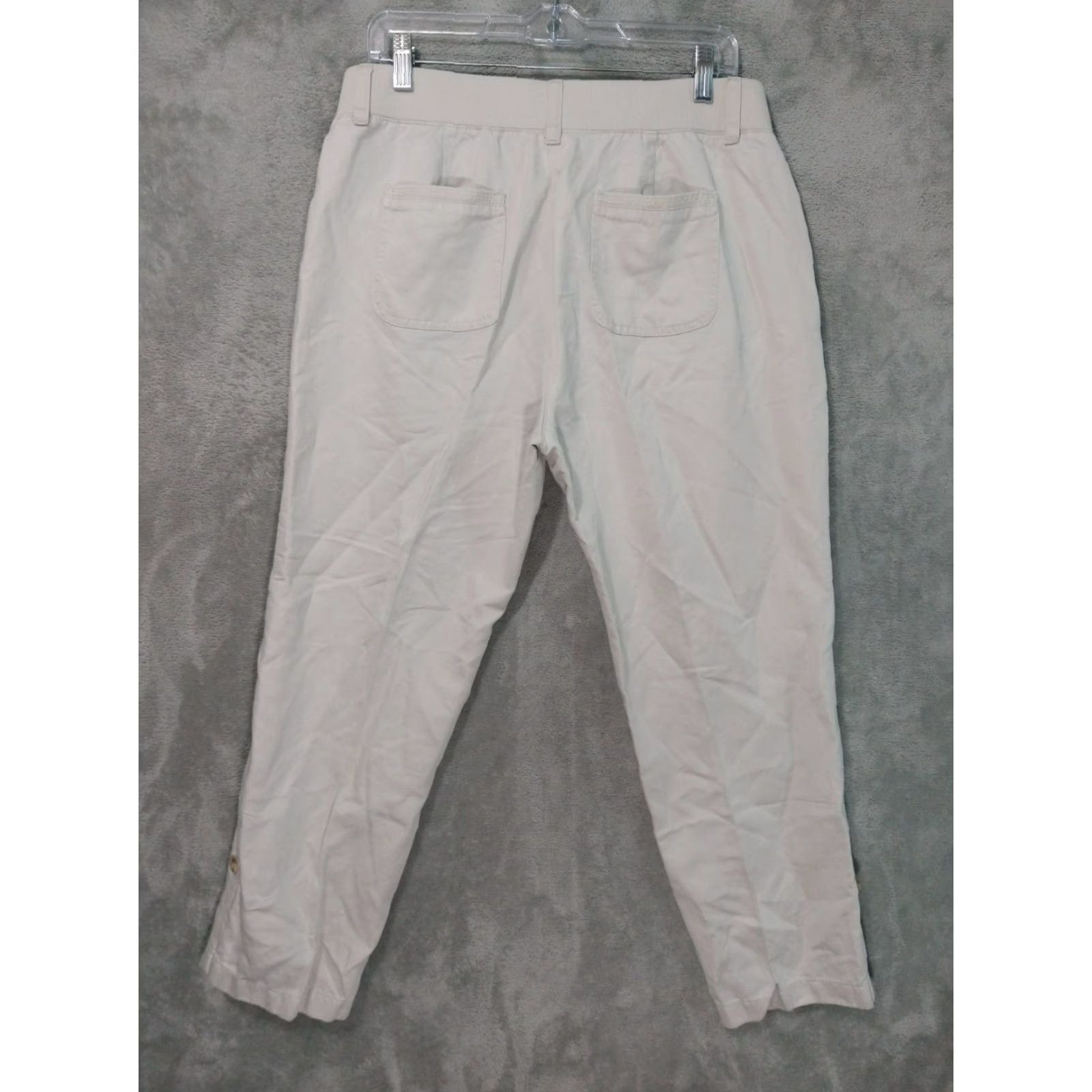 J. Jill J Jill Pants Womens Medium White Linen Blend Tapered Leg Crop Coastal Beachy Size 32" / US 10 / IT 46 - 2 Thumbnail