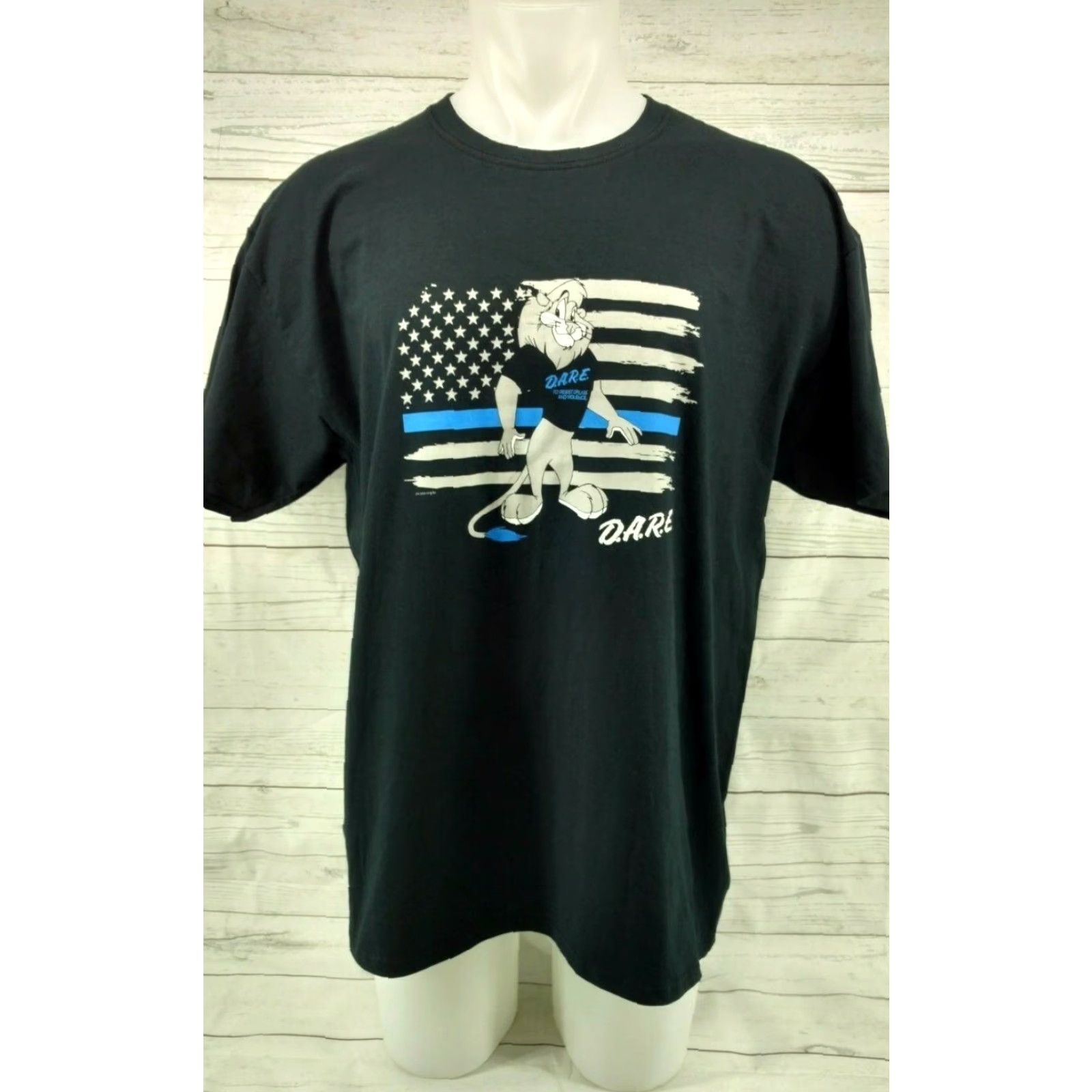 Port & Company DARE TO STAY OFF DRUGS LION Black XL T-Shirt Port & Company Mens Short Sleeve Cotton Graphic Tee Size US XL / EU 56 / 4 - 2 Thumbnail