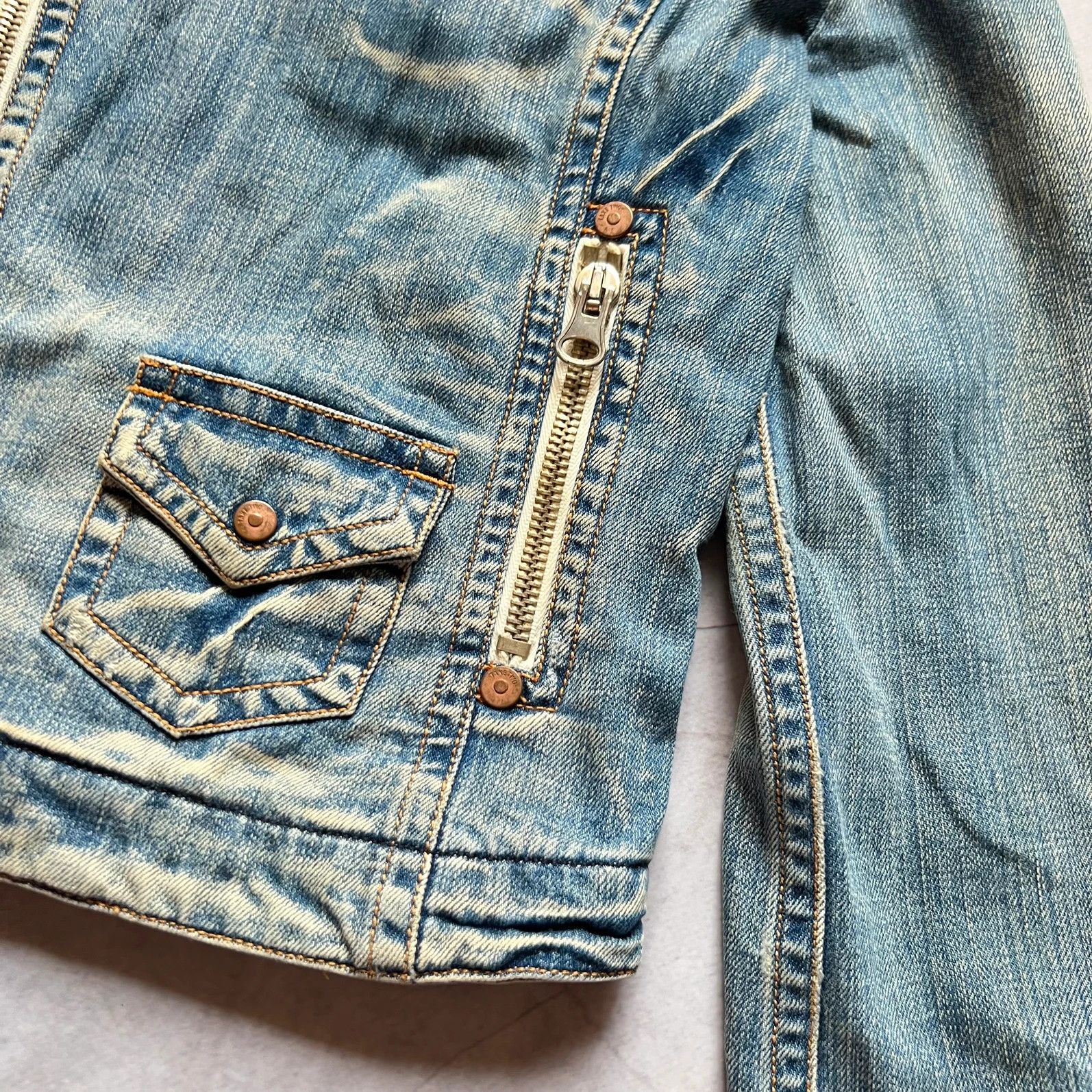 Hysteric Glamour 00s Japan Cropped bomber Denim Biker Jacket Side zip Y2K Size M / US 6-8 / IT 42-44 - 8 Thumbnail