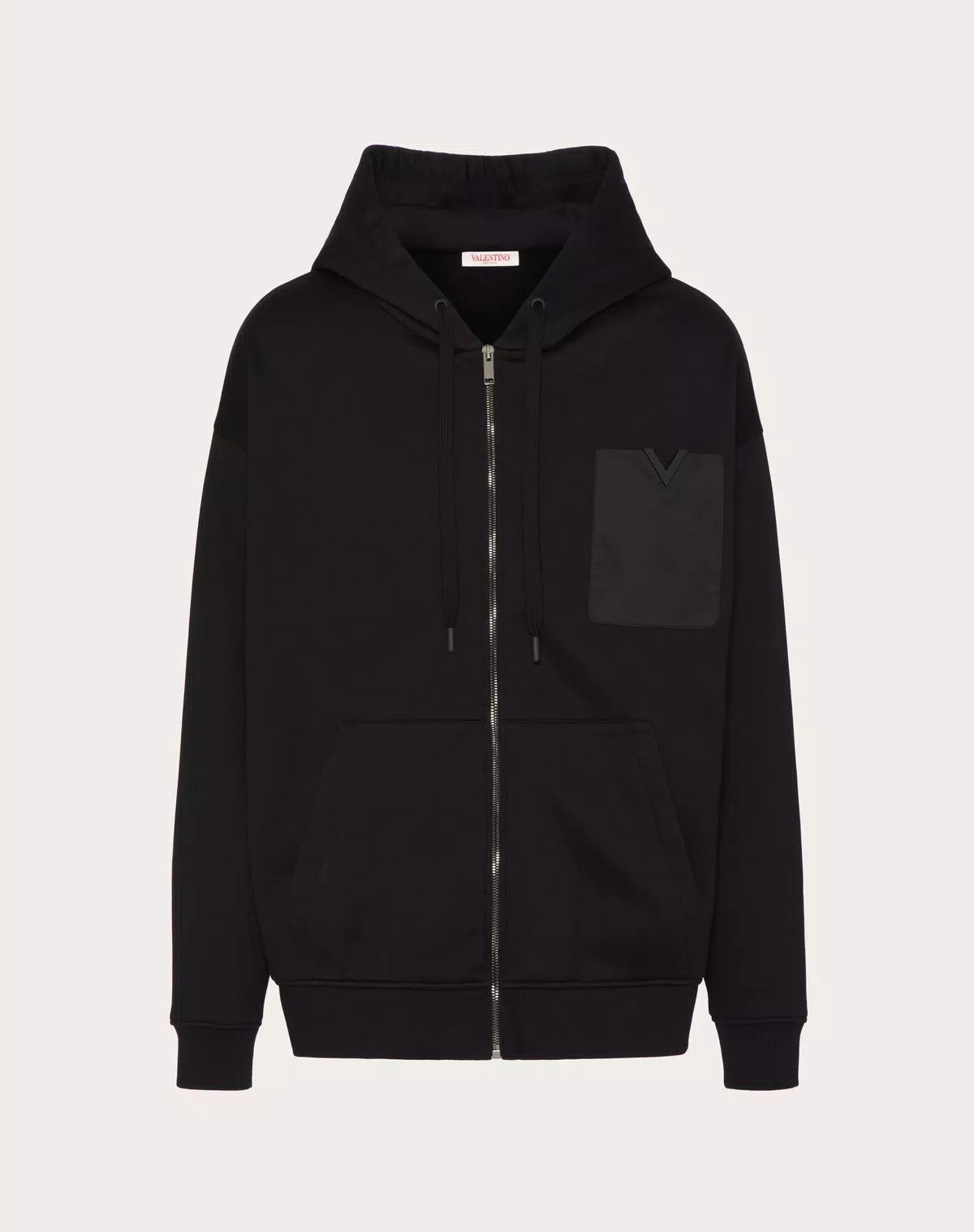 Valentino oc11z0725 Technical Cotton Sweatshirt With Hood Zip in Black Size US M / EU 48-50 / 2 - 1 Thumbnail