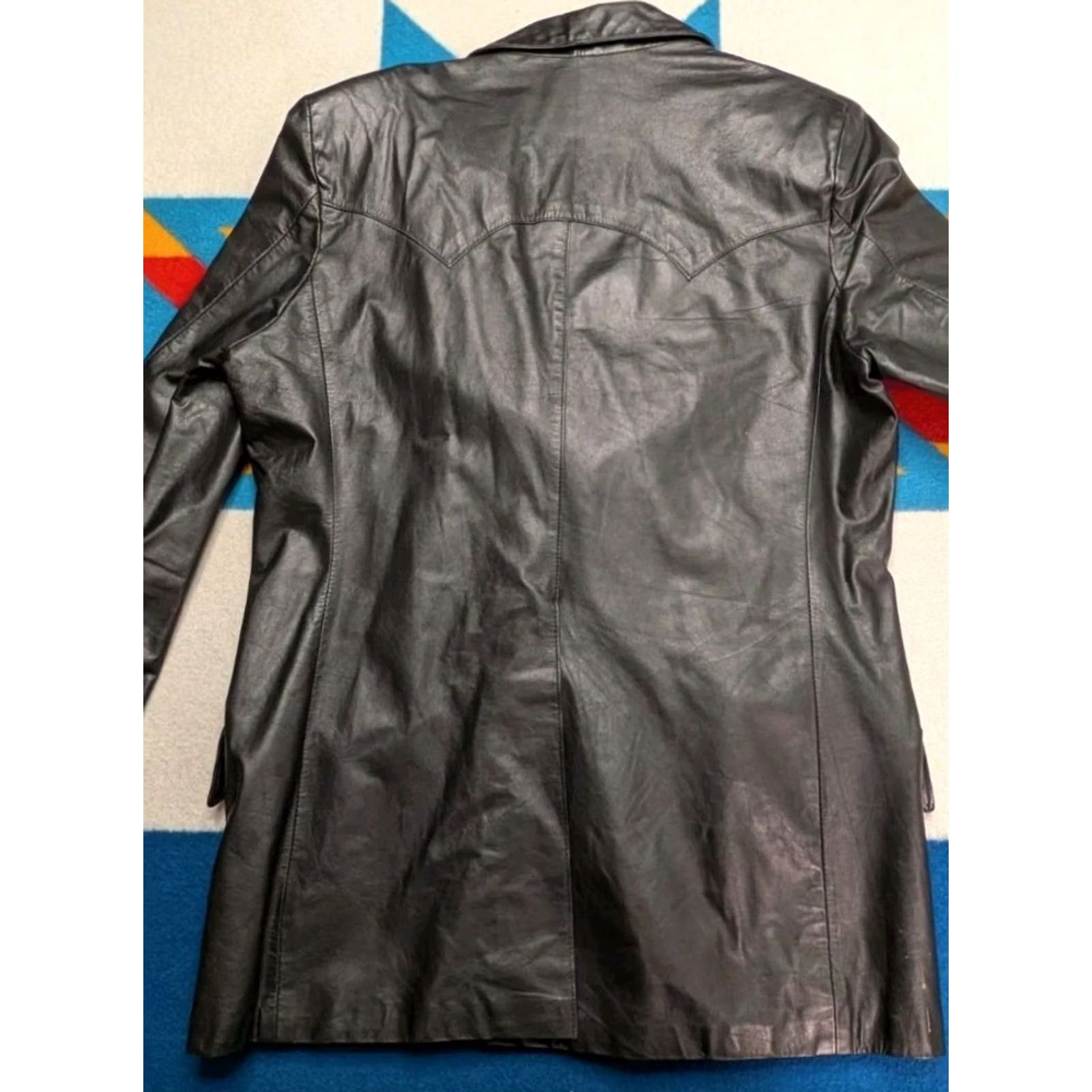 Vintage VINTAGE Adler Leather Jacket USA Made Trench Coat Collared Pockets 2 Button Size 42 Long Black Mens Size US XS / EU 42 / 0 - 5 Thumbnail