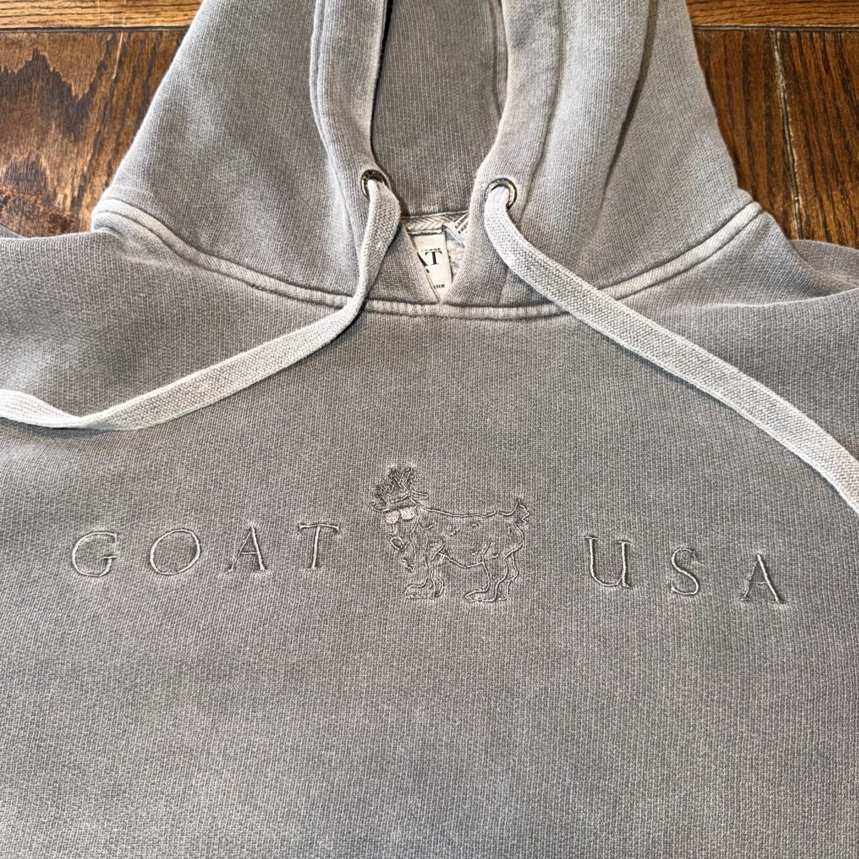 Vintage GOAT USA Mens Large Sweatshirt Gray Hoodie Pullover Kangaroo Pocket Embroidered Logo Size US L / EU 52-54 / 3 - 4 Thumbnail