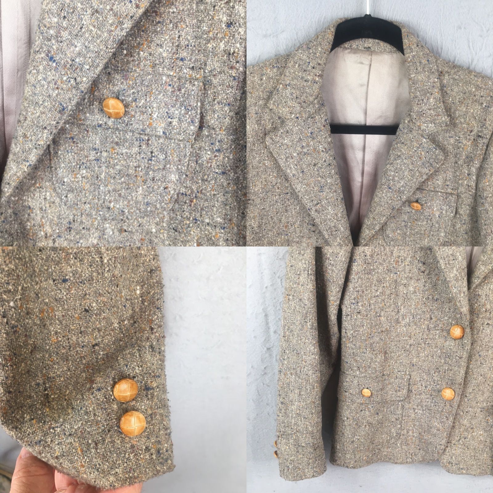 Vintage VINTAGE Happy Legs Blazer Juniors 11 Tan Brown Tweed Jacket Coat Wool Long Sleeve Button Collared Lined 70s College Preppy Womens Mens? Size L / US 10 / IT 46 - 8 Thumbnail