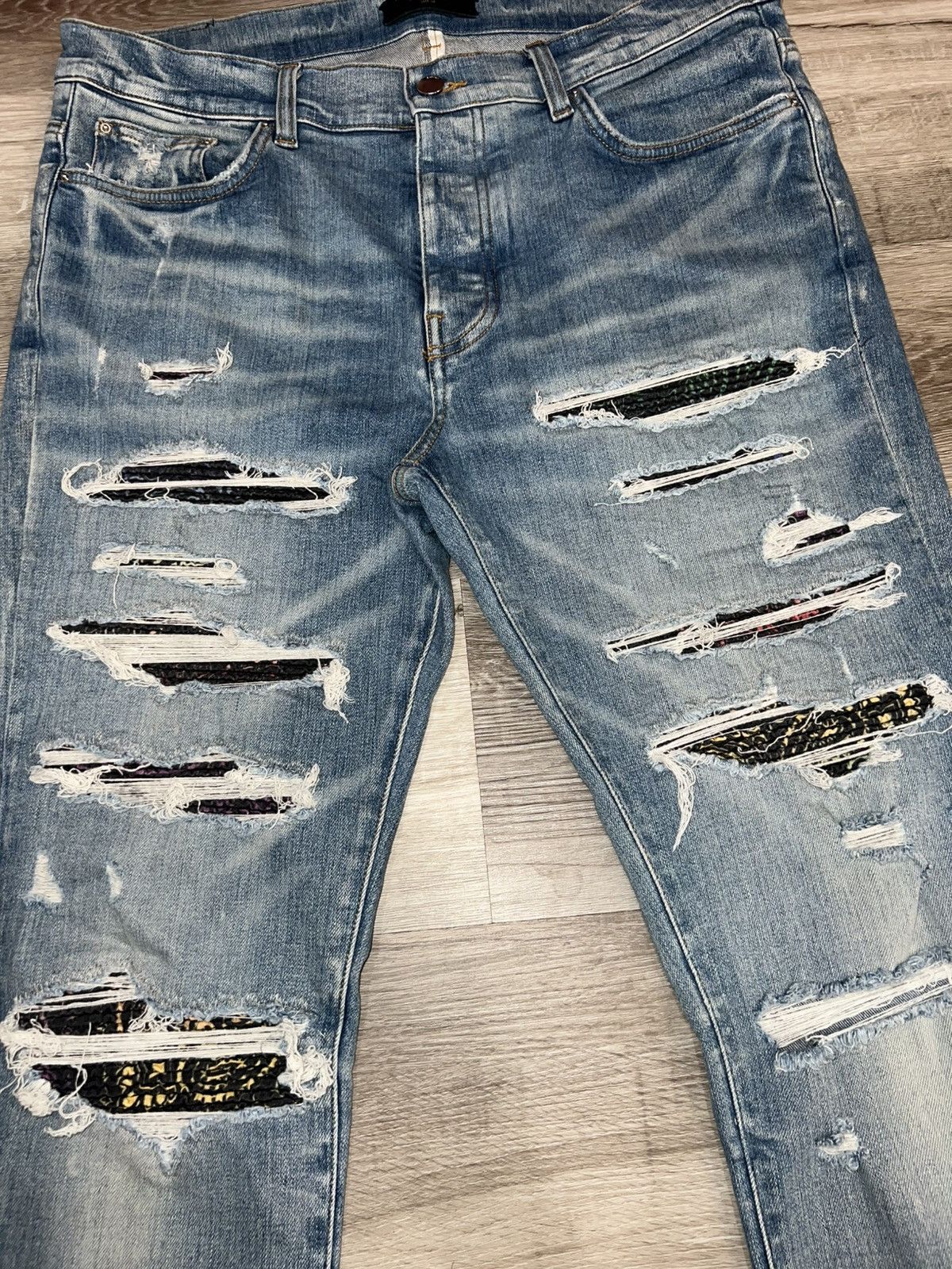 Amiri Amiri Rainbow Paisley Thrasher Patch Denim Jeans | Grailed