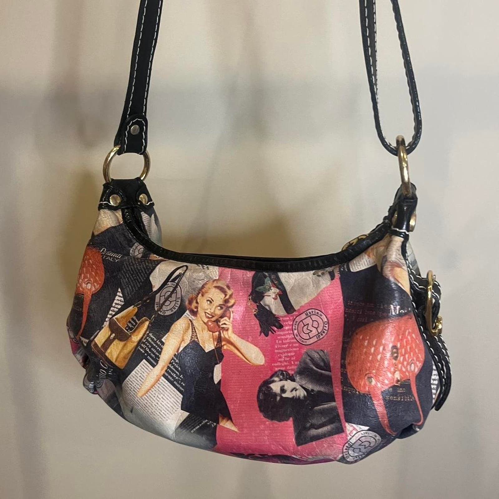 image of Vintage Marino Orlandi Retro Collage Print Purse, Women's