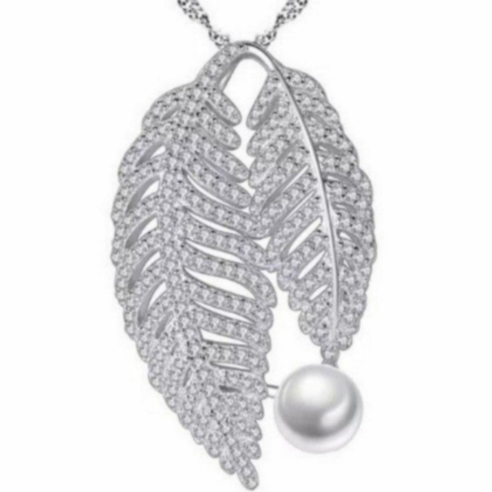 Other Double Leaves Necklace Pearl Pendant Sterling Silver NWT Size ONE SIZE - 11 Thumbnail