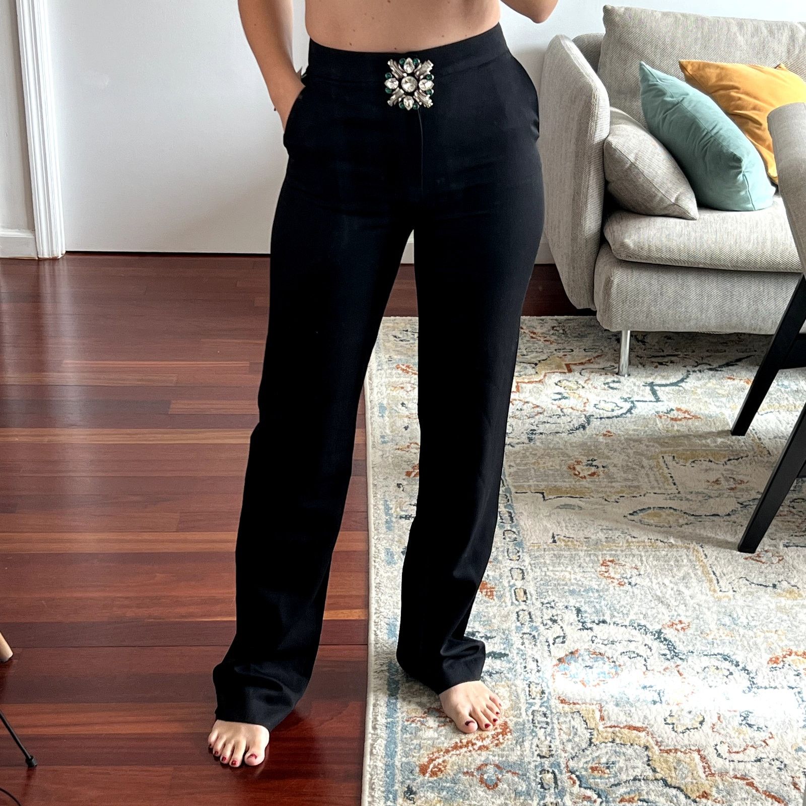Area Area Crystal Brooch Trousers Pants size 4 100% virgin wool Size 27" / US 4 / IT 40 - 2 Thumbnail
