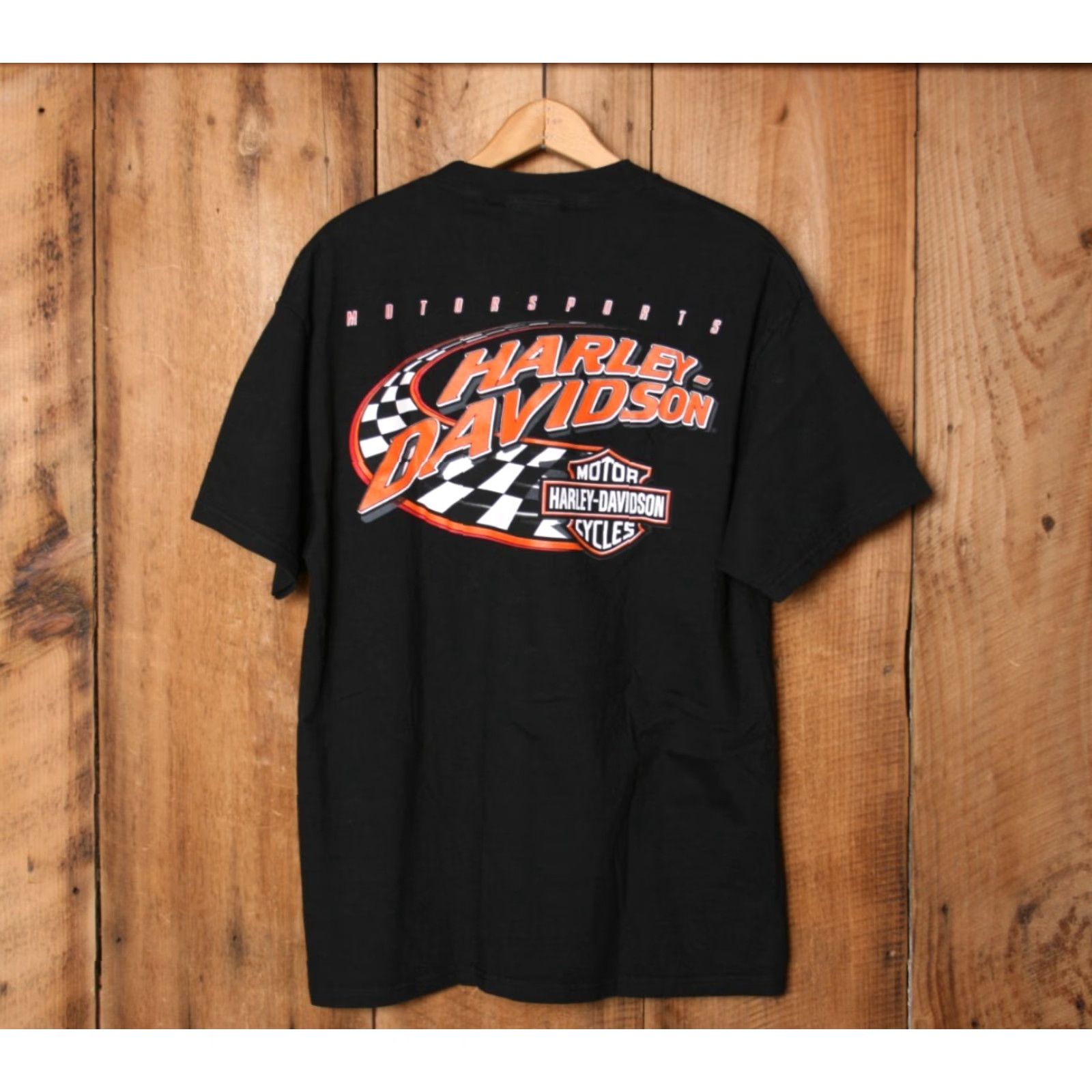 Harley Davidson HARLEY-DAVIDSON H-D Motorsports Checkered Race Track Graphic T-Shirt Sz. L Shirt Men Black Cotton Crew Neck Short Sleeve Vintage Style Size US L / EU 52-54 / 3 - 4 Thumbnail