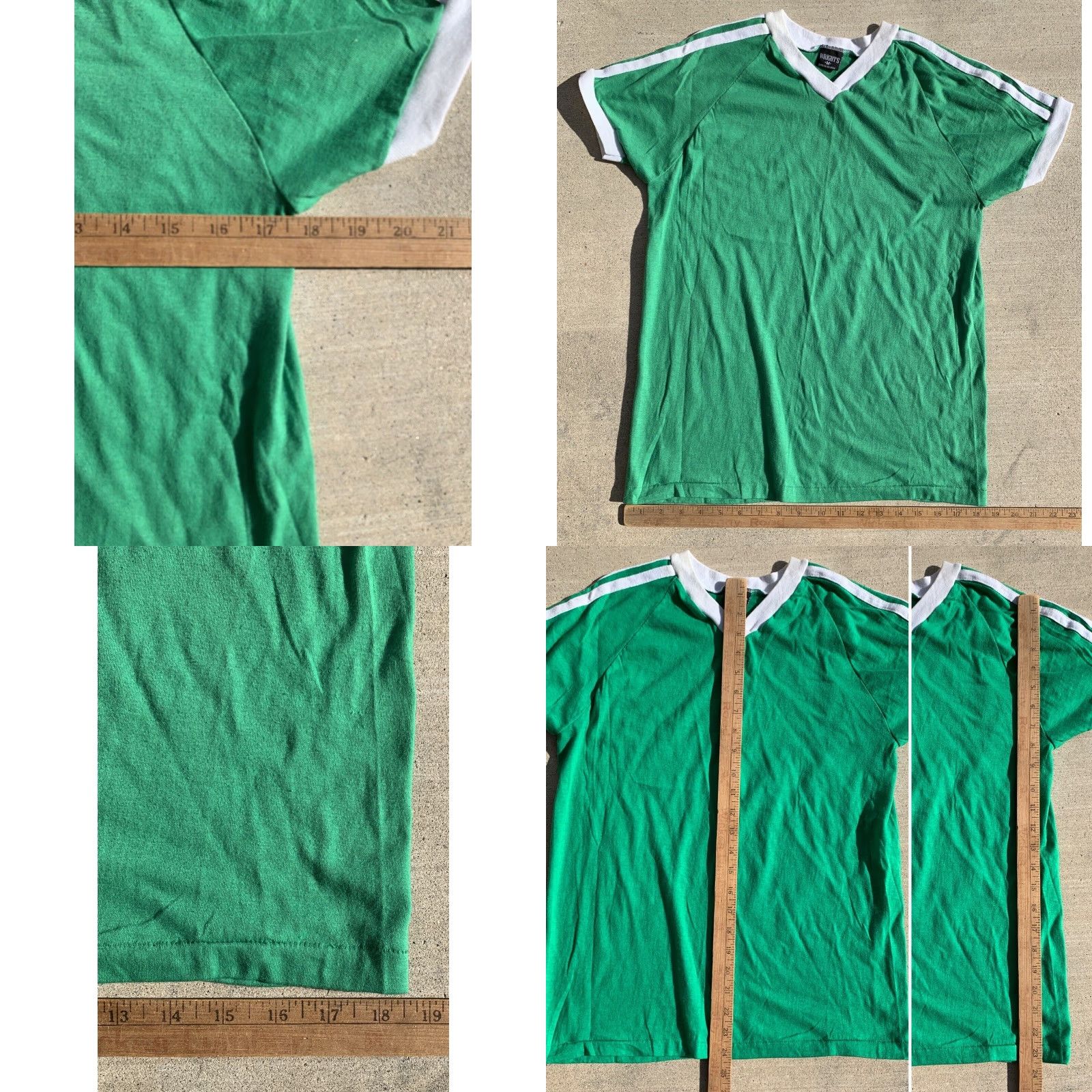 Vintage VINTAGE Wrights T Shirt Short Sleeve V Neck Ringer Tee Made In USA Size M Green Casual Mens Vintage 50% cotton 50% polyester) Size US M / EU 48-50 / 2 - 11 Thumbnail