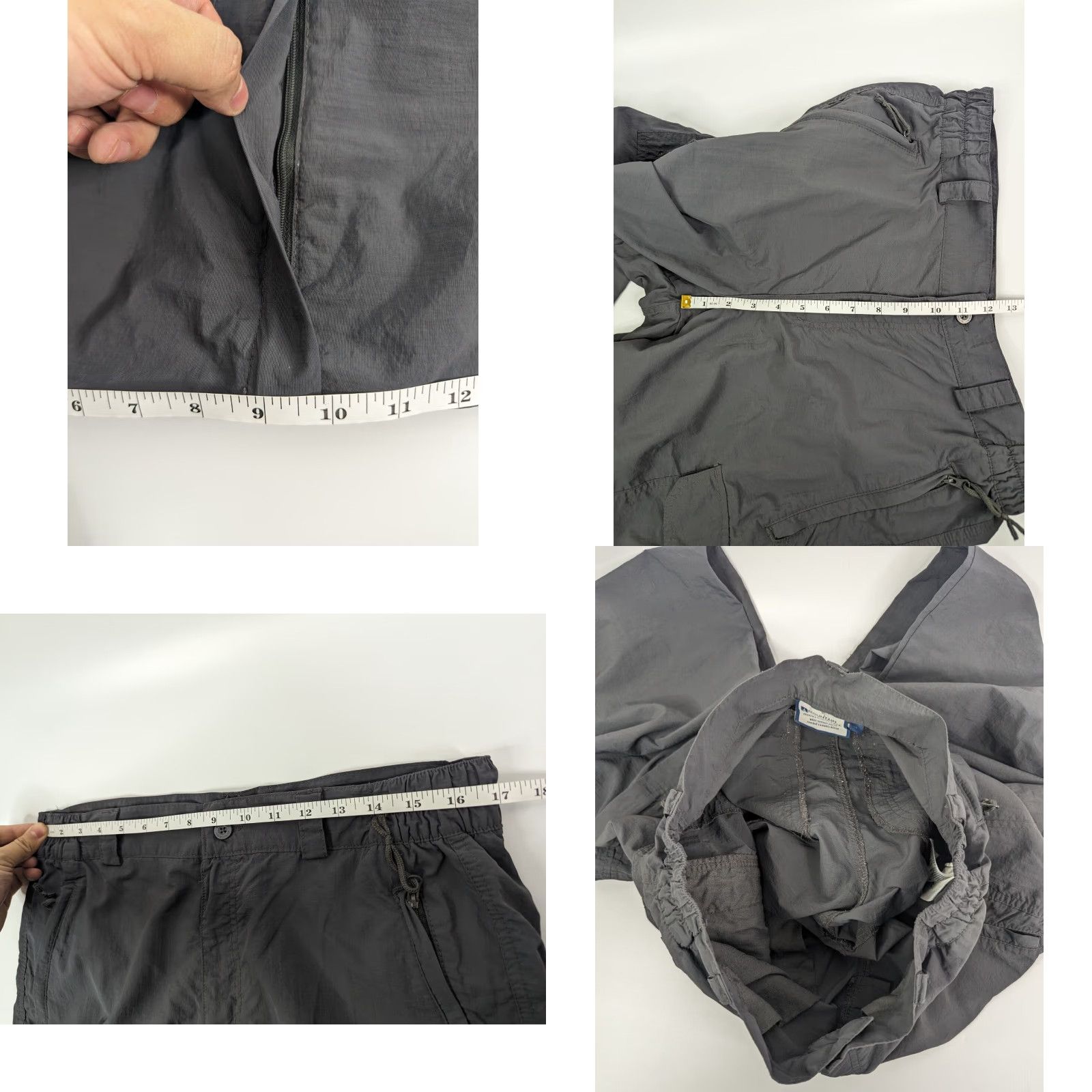Vintage Mountain Warehouse Cargo Pants Men's 32 Grey Nylon Cotton Polyester Convertible Hiking Outdoor Workspace Casual Travel Size US 33 - 8 Thumbnail