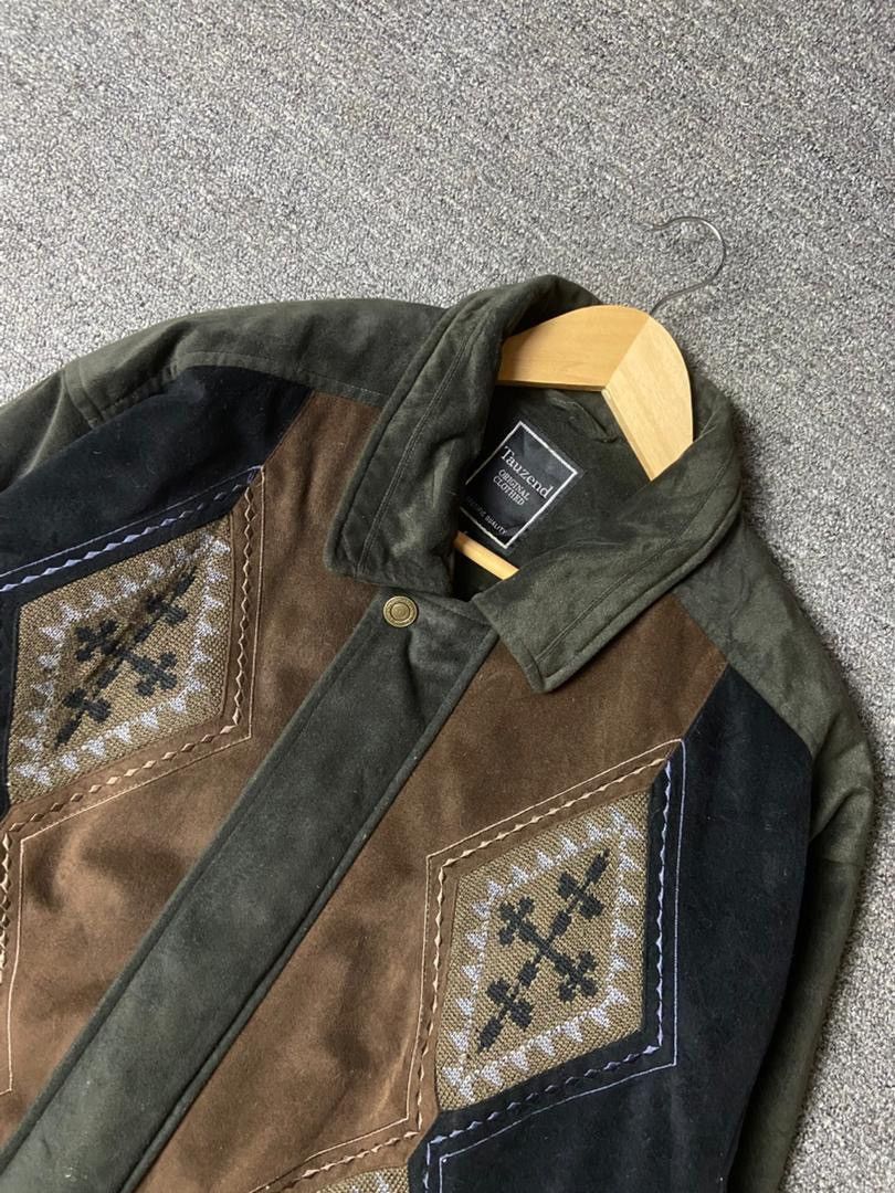 Japanese Brand Tauzend Brand Geometric Embroidered Suede Jacket (175) Size US L / EU 52-54 / 3 - 8 Thumbnail