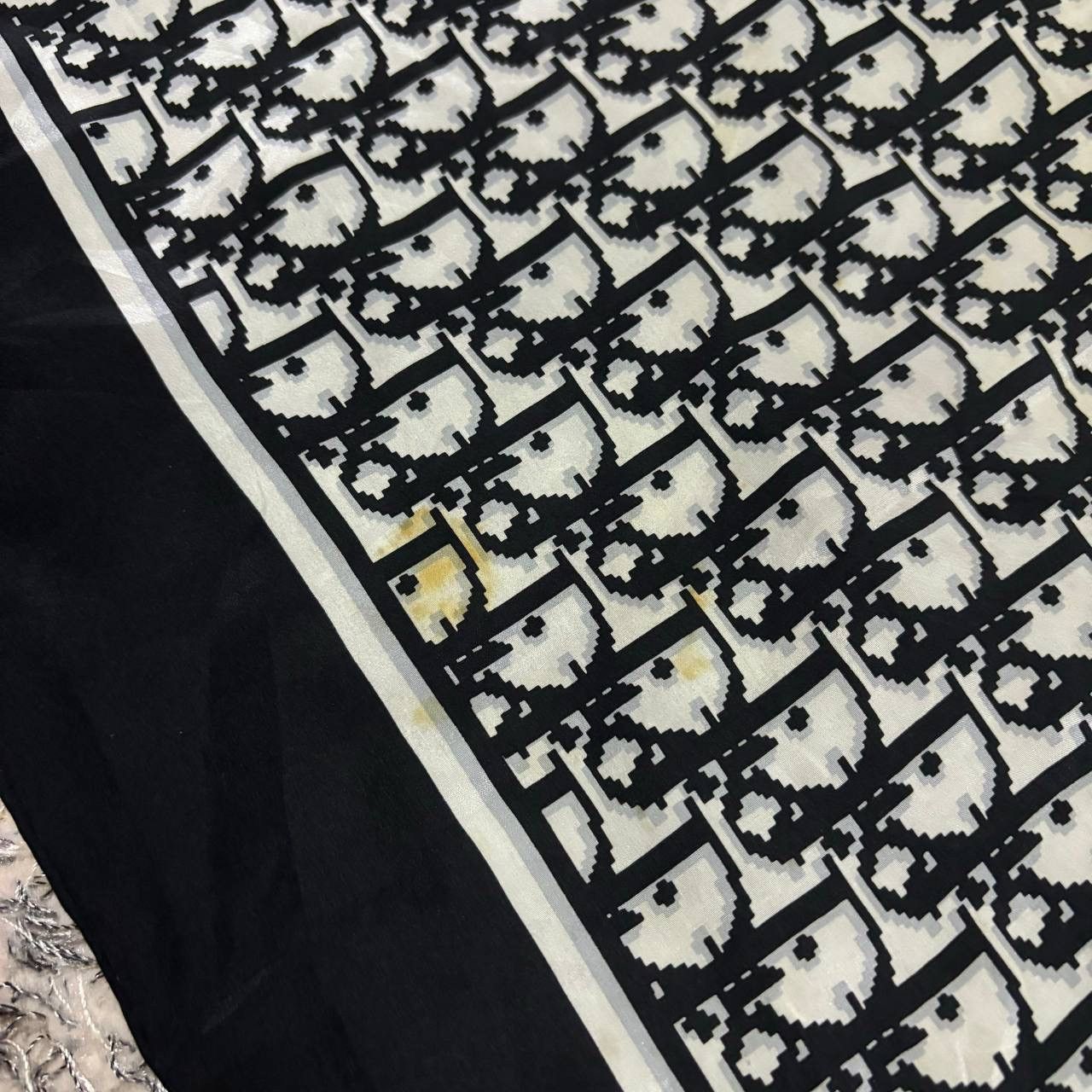 Christian Dior Monsieur Vtg Christian Dior Trotter Monogram Silk Scarf Black White Size ONE SIZE - 4 Thumbnail