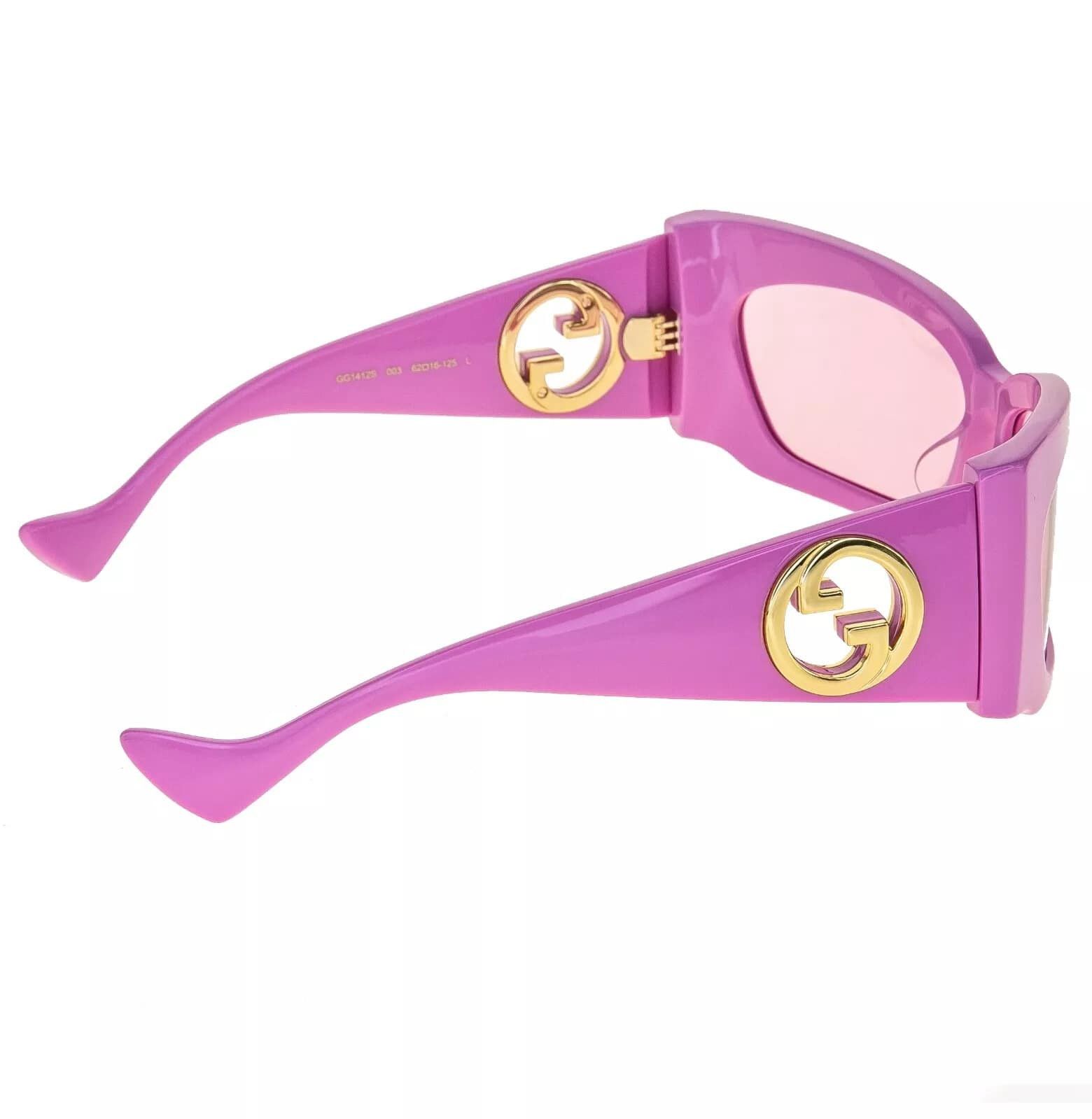 Gucci GUCCI 1412 Pink Gold Logo Gg1412S Geometric Sunglasses 003 Size ONE SIZE - 5 Thumbnail