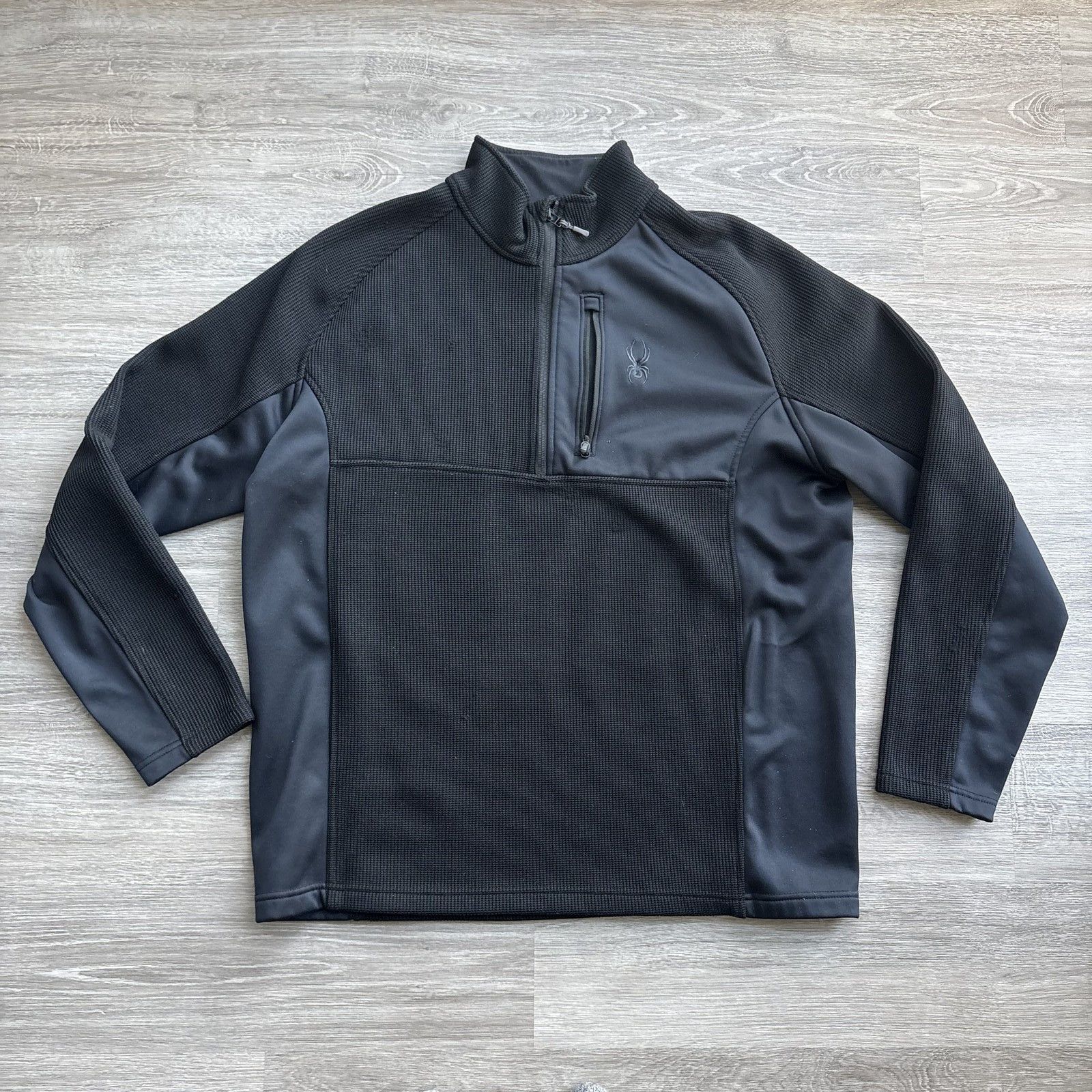 Spyder Spyder Mens 1/4 Zip Pullover Jacket Black Fleece Lined Large Size US L / EU 52-54 / 3 - 1 Thumbnail