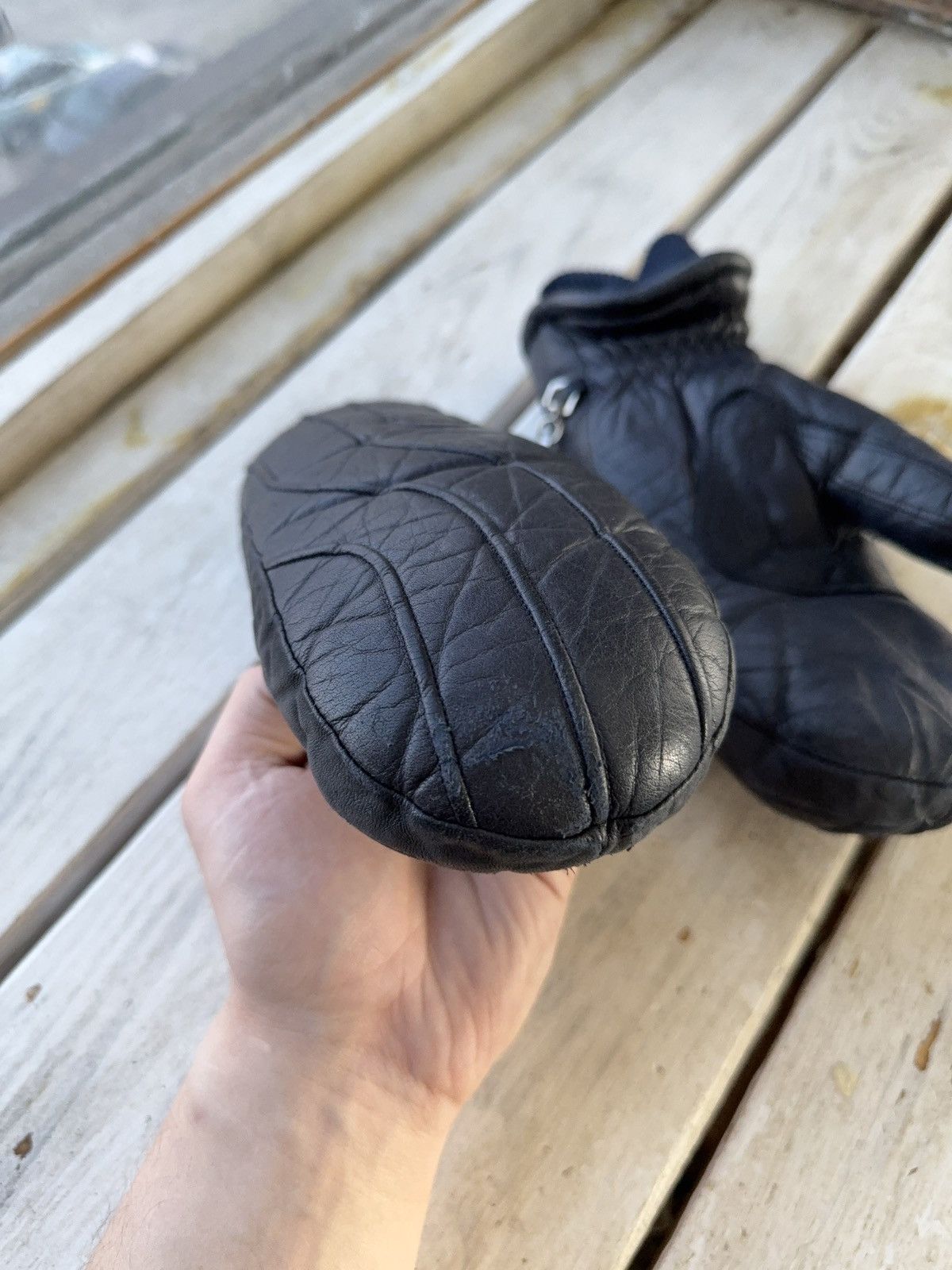 Genuine Leather × Japanese Brand × Vintage Vintage 90s Avant Garde Blue Rare Japanese Leather Gloves Size ONE SIZE - 3 Thumbnail