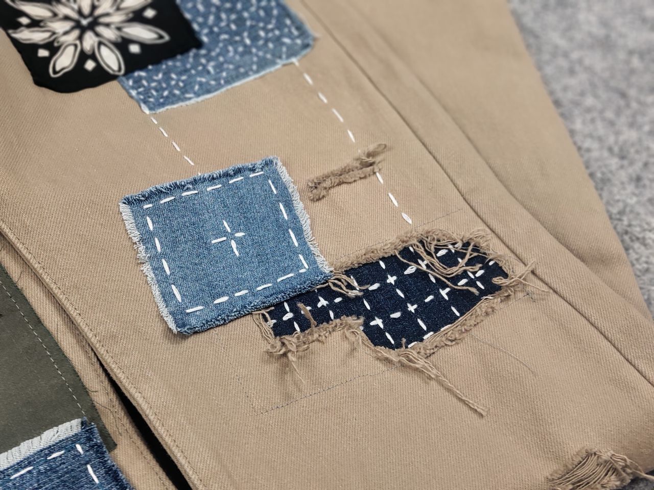 Levi's Vintage Levis 501 sashiko patchworks Jeans Kapital Style Size US 33 - 20 Thumbnail