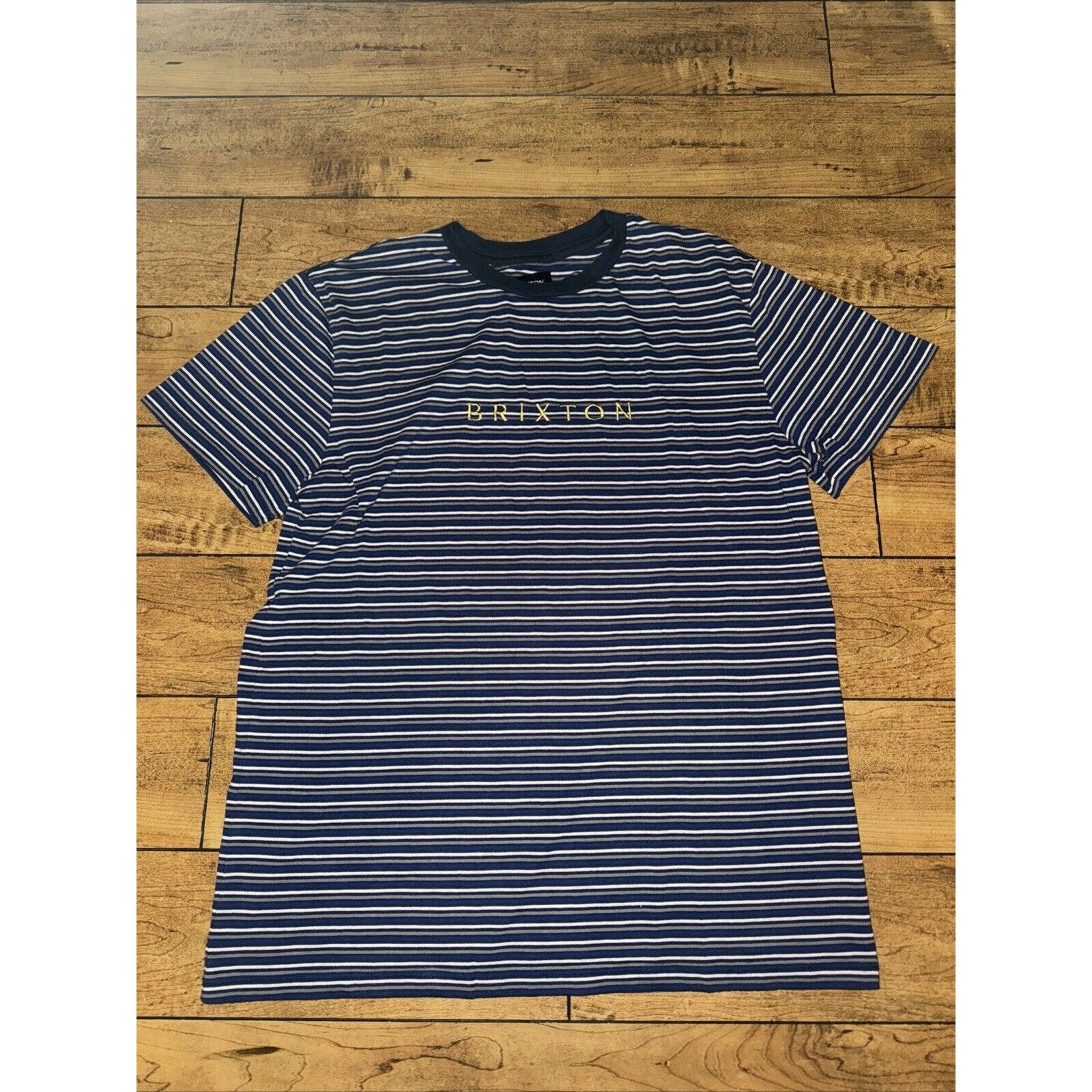 Brixton × Vintage Brixton Stripped T-Shirt Navy Blue Large 20x27 Size US L / EU 52-54 / 3 - 1 Thumbnail