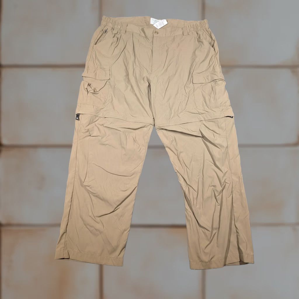 Vintage LL Bean Pants Mens XL Beige Convertible Cargo Hiking Nylon Stretch Zip Pocket Mens Relaxed Straight Leg KHaki Pant Size US 36 / EU 52 - 1 Thumbnail