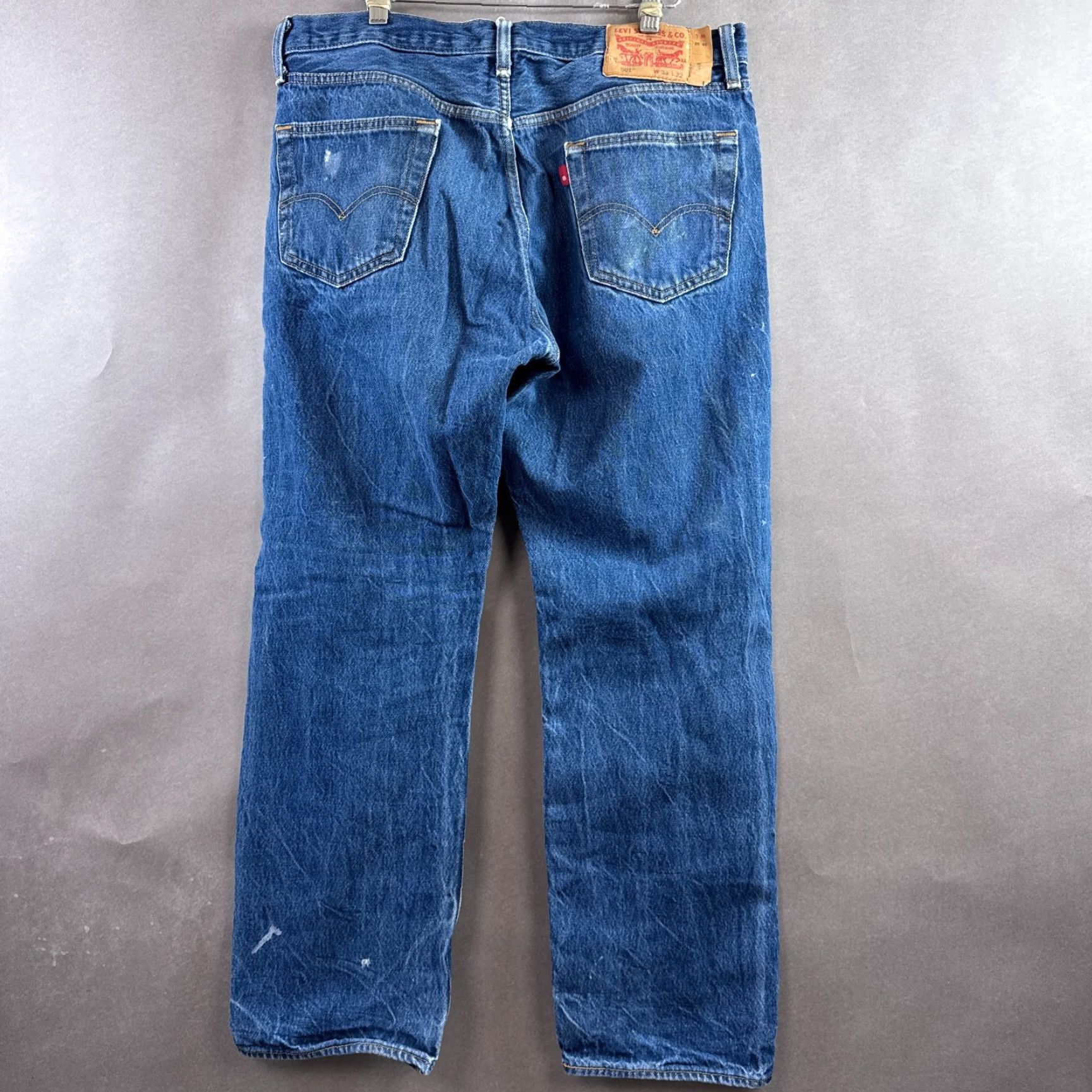 Levi's Levi's 501 Jeans Men 34x30 Blue Button Fly Pant Faded Painted Workwear (Tag36x32) Casual Straight 34x30 Men Blue Jeans Size US 36 / EU 52 - 3 Thumbnail