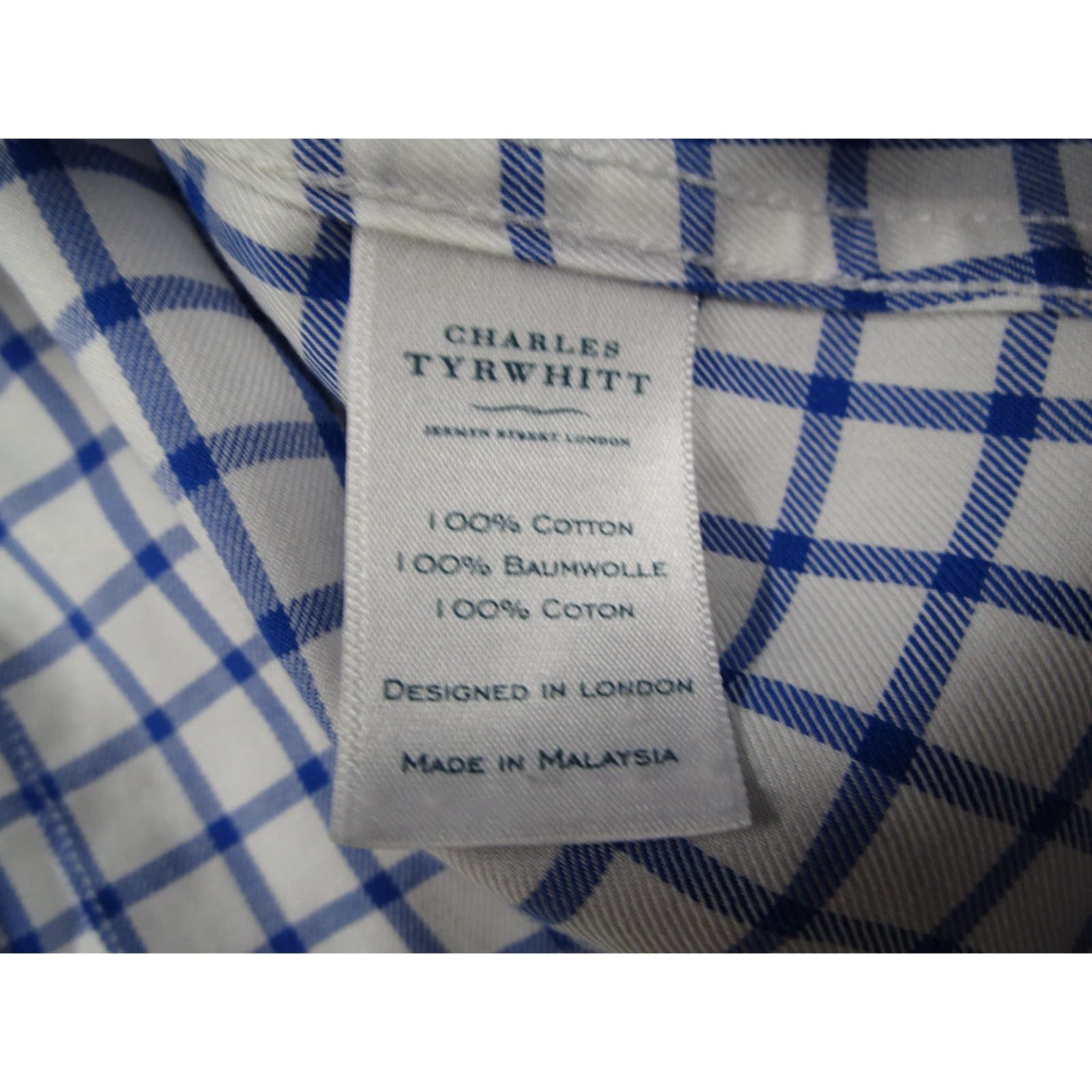 Charles Tyrwhitt Charles Tyrwhitt Shirt Adult 16/34 White Blue Windowpane Non-Iron Extra Slim Fit Dress Shirt Mens Size US S / EU 44-46 / 1 - 4 Thumbnail