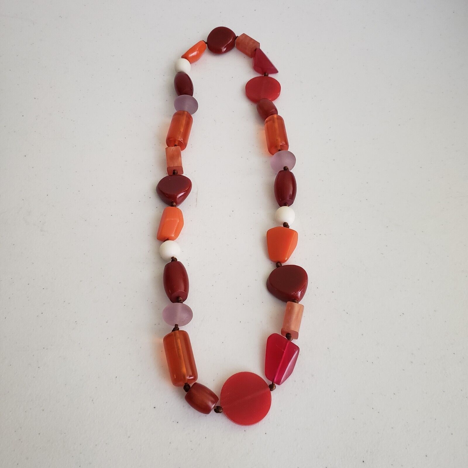 Vintage Vtg Chunky Celluloid Resin Beaded Necklace Beads Leather Size ONE SIZE - 1 Thumbnail