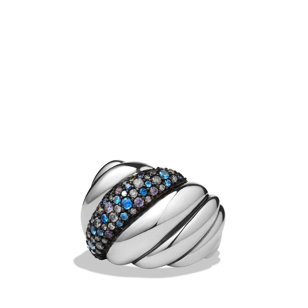 David Yurman o1w1db10325 Cable Ring with Gray Diamonds and Blue Sapphires Size ONE SIZE - 1 Preview