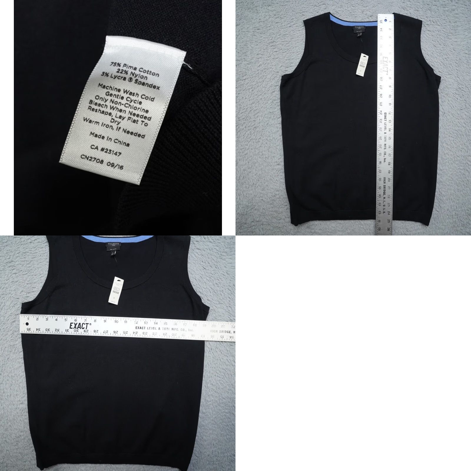 Talbots Talbots Knit Sweater Vest Womens L/XL Black Sleeveless Mock Neck Cable Knit Striped? No, Solid. Not sure. Size L / US 10 / IT 46 - 8 Thumbnail