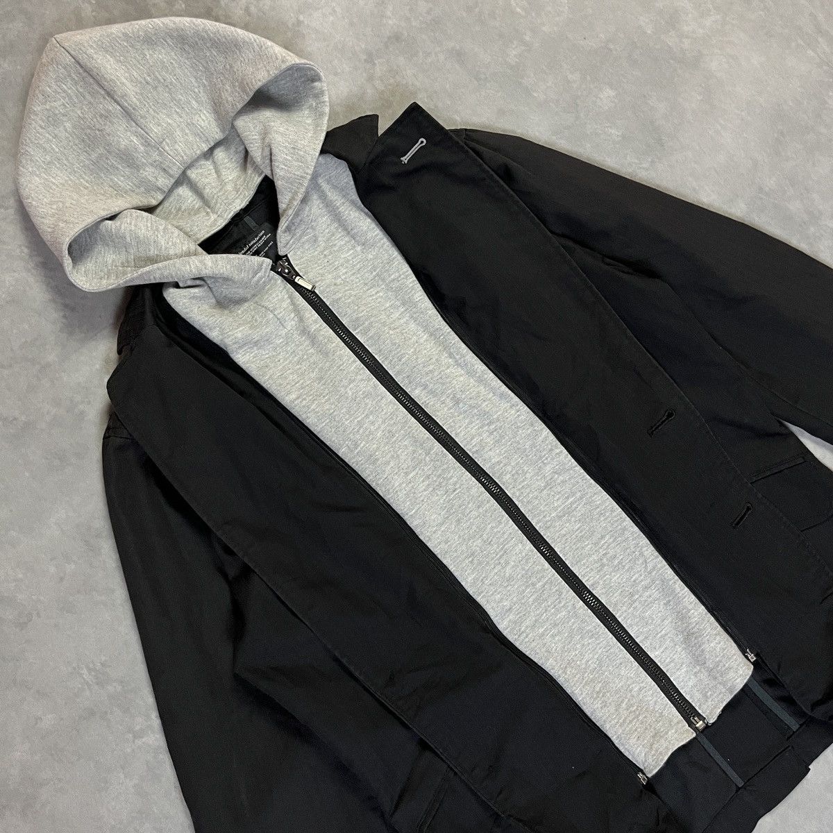 14th Addiction Hooded Layered Blazer Jacket Black Minimal Streetwear Japan Size 40R - 4 Thumbnail