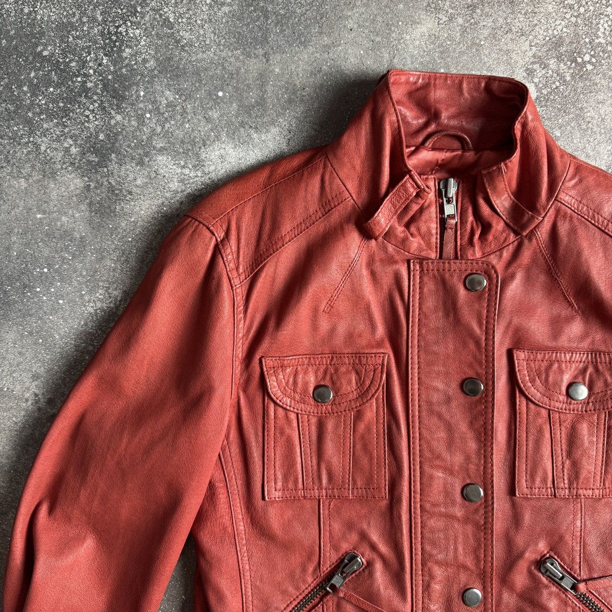 Hysteric Glamour Vintage Strap Details Y2K Red Leather Cropped Jacket Size M / US 6-8 / IT 42-44 - 6 Thumbnail
