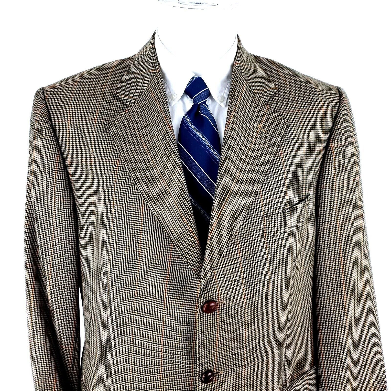 Burberry Burberry London Wool 3 Leather Button Sport Coat 42R Brown H Size 42R - 1 Thumbnail