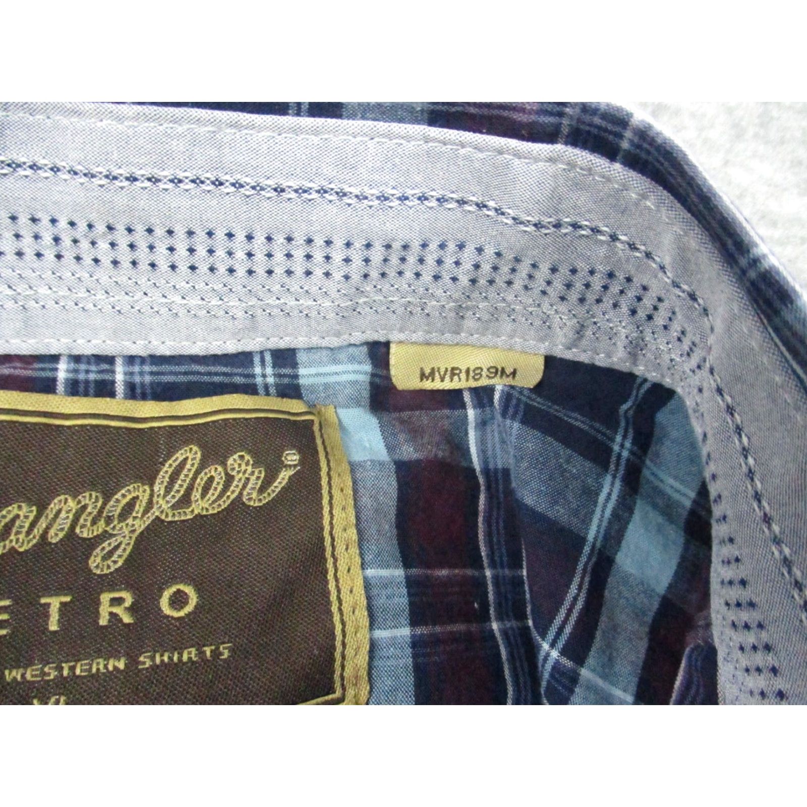 Wrangler Wrangler Retro Western Shirt XL Mens Pearl Snap Blue Plaid Long Sleeve MVR189M Size US XL / EU 56 / 4 - 5 Thumbnail
