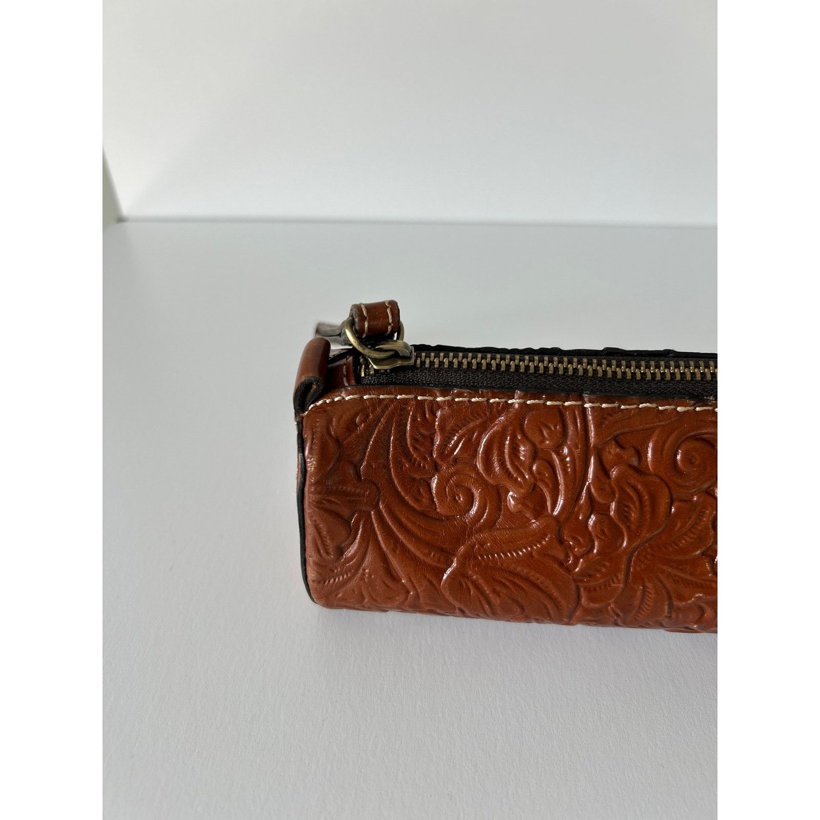 Patricia Nash Patricia Nash Embossed Leather Brown Pencil Case Size ONE SIZE - 3 Thumbnail