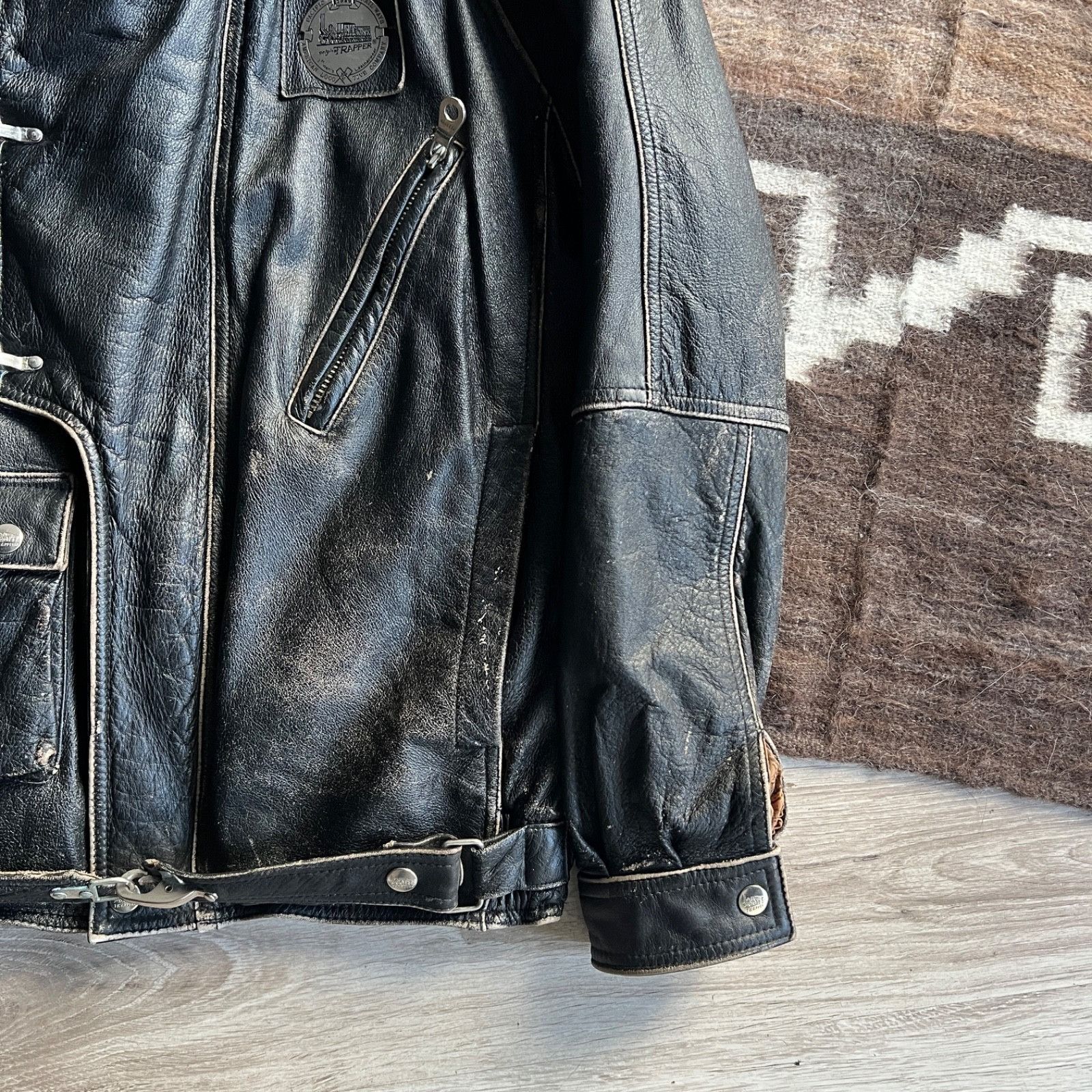 Leather Trapper Leather Vintage Jacket Biker Moto Heavyweight 9774AC Size US M / EU 48-50 / 2 - 6 Thumbnail